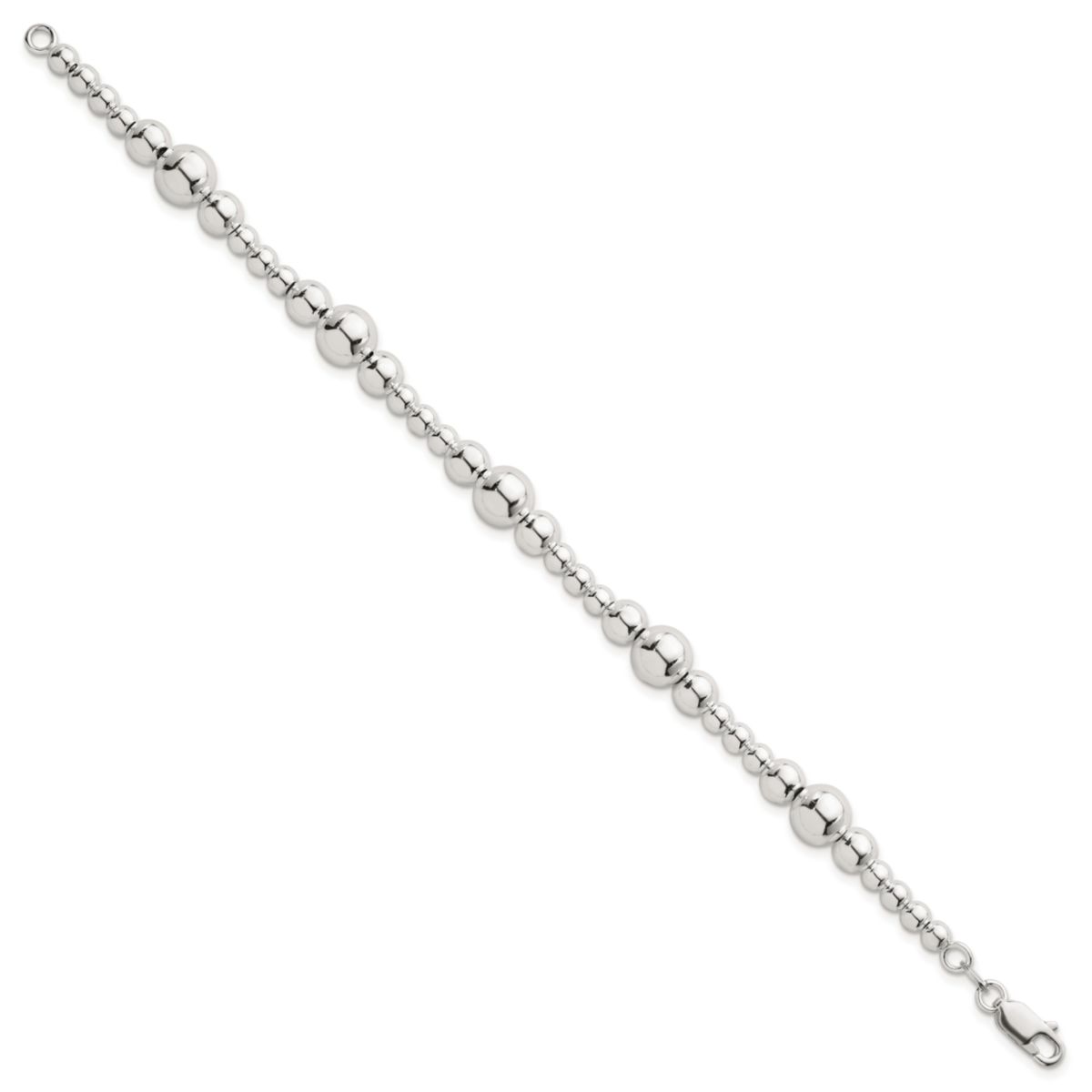 Sterling Silver Polished and Beaded 7.5-inch Bracelet