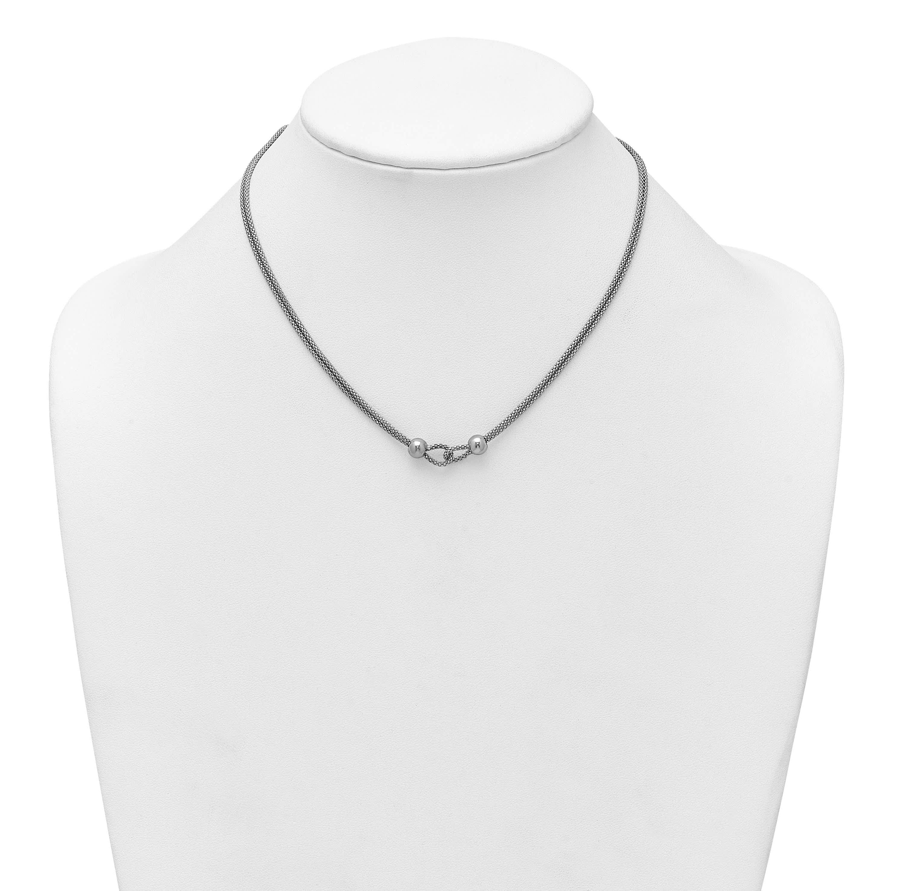 Sterling Silver Rhodium-plated Polished Beads 2 Strand 16-inch with 2-inch Extender Necklace