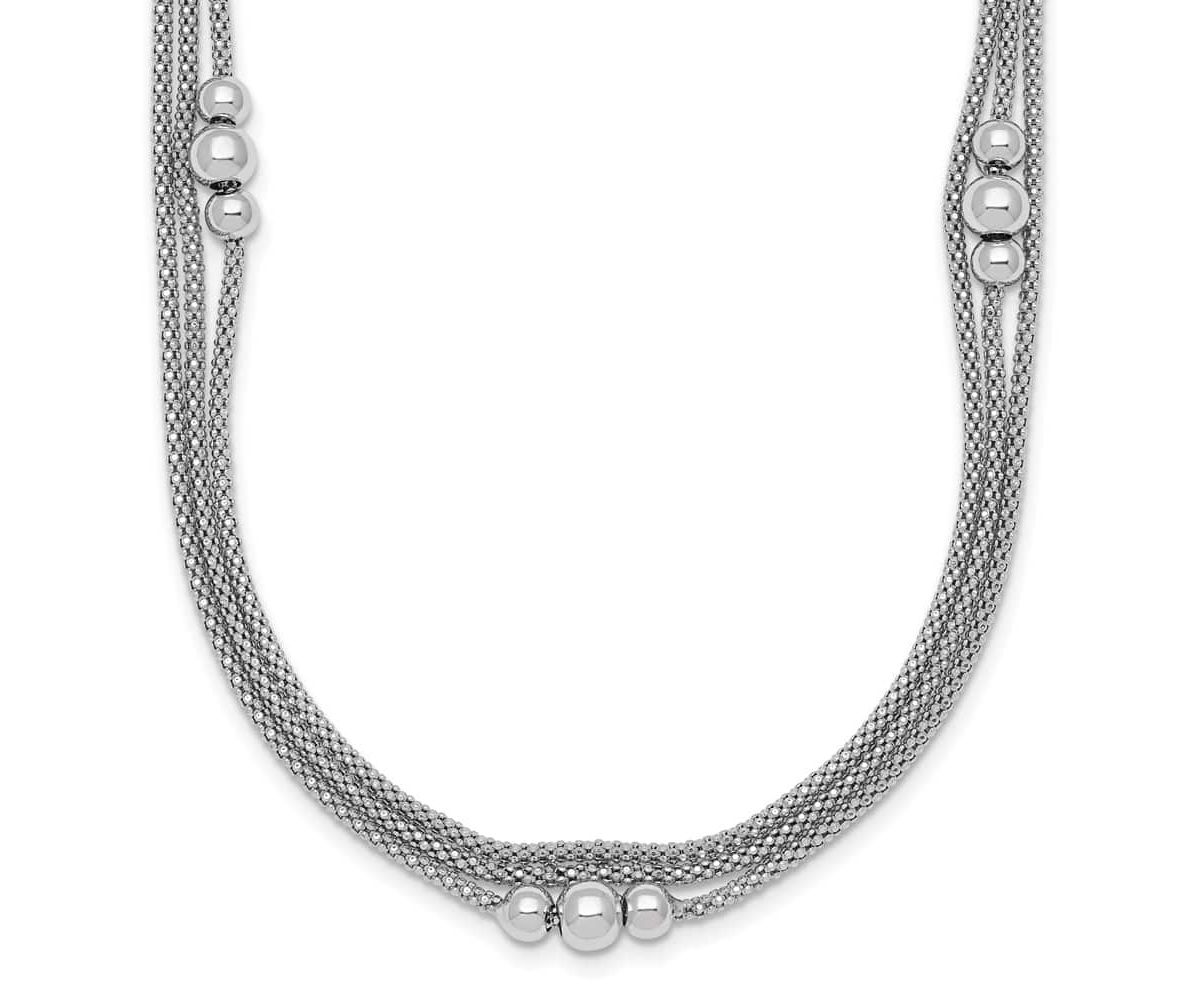 Sterling Silver Rhodium-plated Three Strand 17-inch with 1-inch Extender Necklace