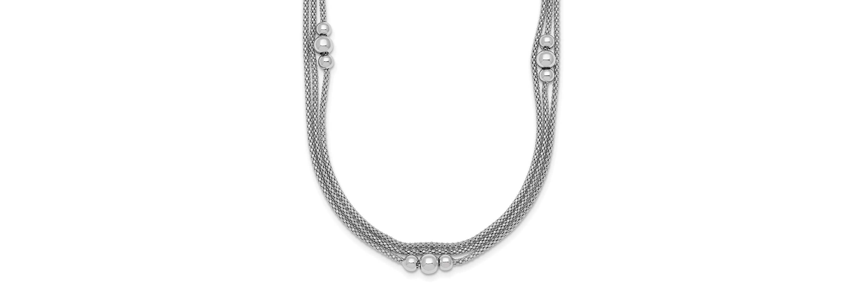 Sterling Silver Rhodium-plated Three Strand 17-inch with 1-inch Extender Necklace