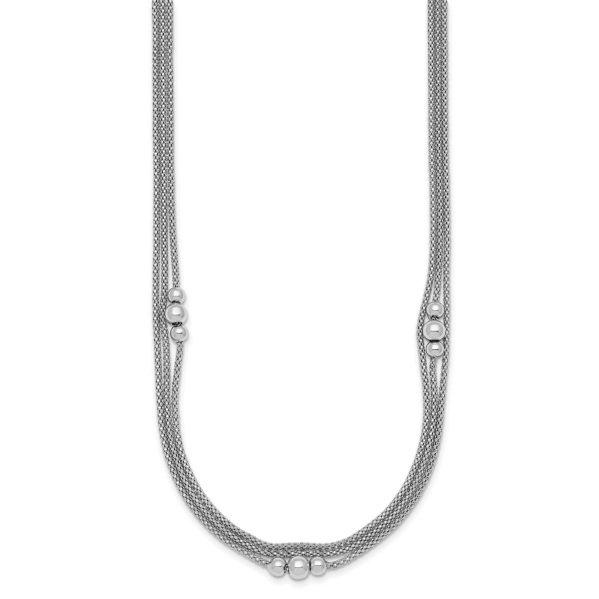 Sterling Silver Rhodium-plated Three Strand 17-inch with 1-inch Extender Necklace