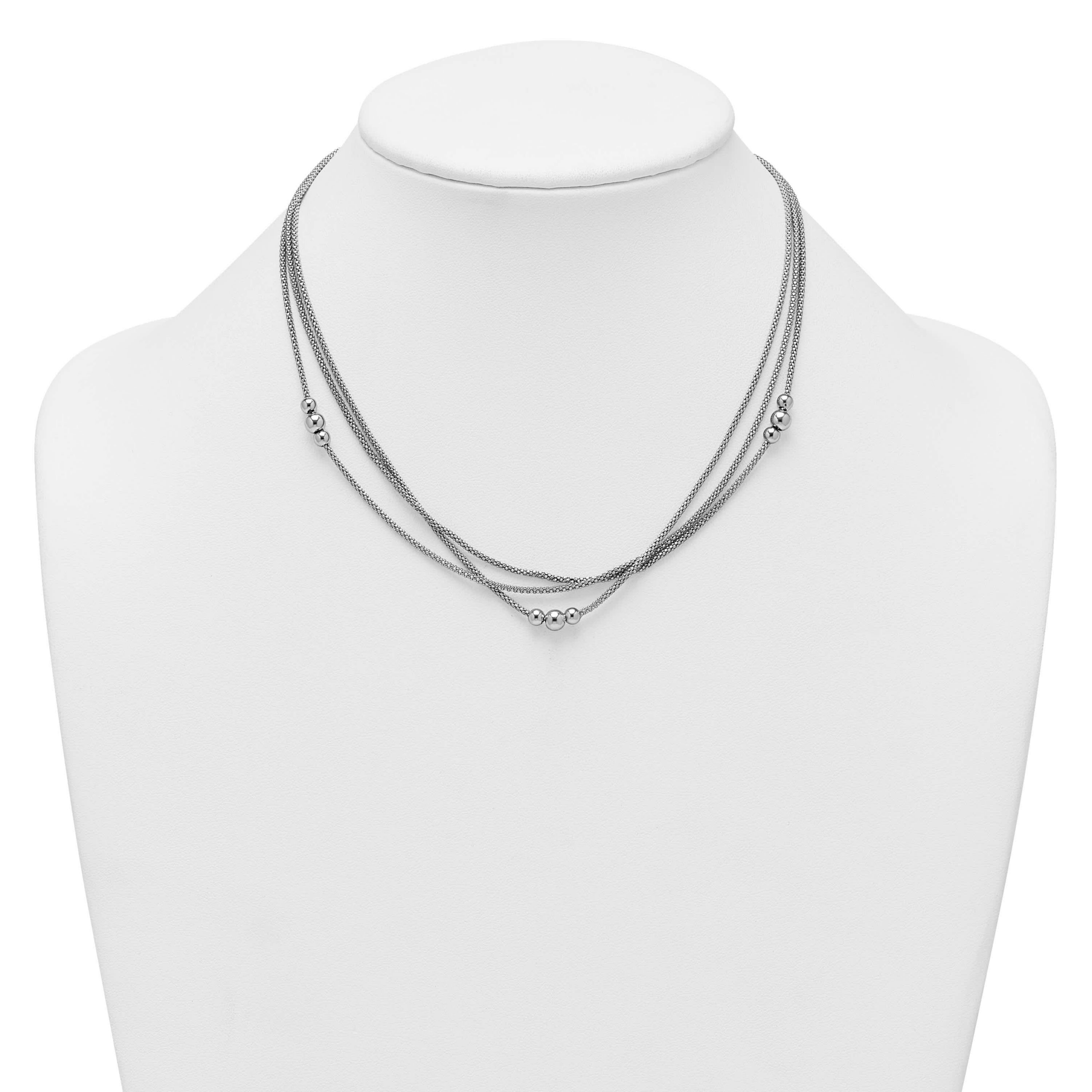 Sterling Silver Rhodium-plated Three Strand 17-inch with 1-inch Extender Necklace