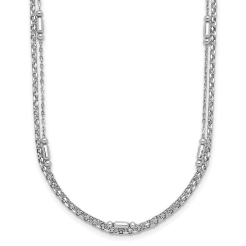 Sterling Silver Rhodium-plated Polished 2-strand 16-inch with 2-inch Extender Necklace