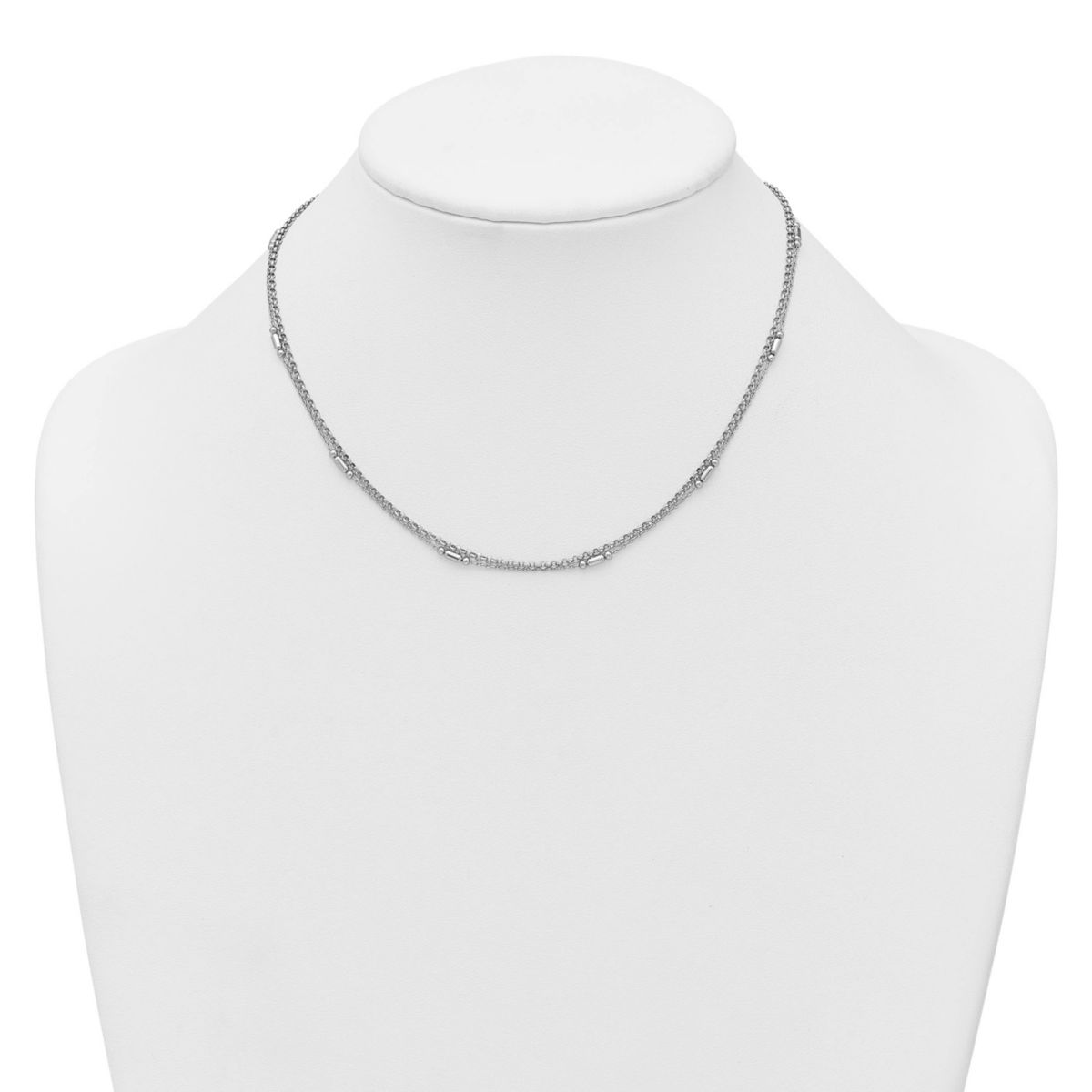 Sterling Silver Rhodium-plated Polished 2-strand 16-inch with 2-inch Extender Necklace