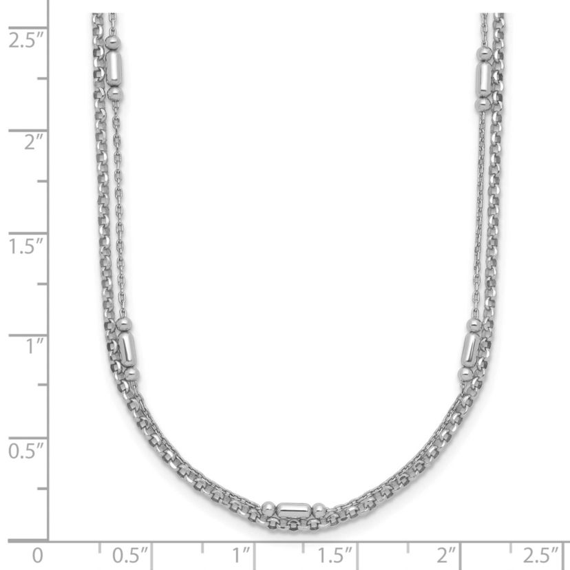 Sterling Silver Rhodium-plated Polished 2-strand 16-inch with 2-inch Extender Necklace
