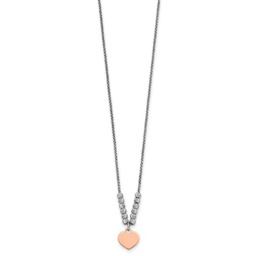 Sterling Silver Rose Gold-plated Heart 16-inch with 1-inch Extension Necklace