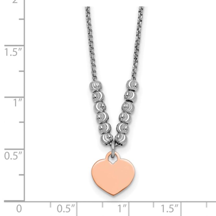 Sterling Silver Rose Gold-plated Heart 16-inch with 1-inch Extension Necklace