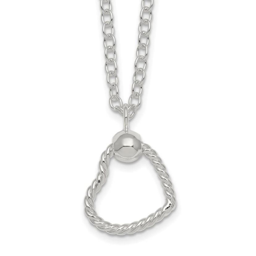 Sterling Silver Polished and Twisted Heart 18-inch Necklace
