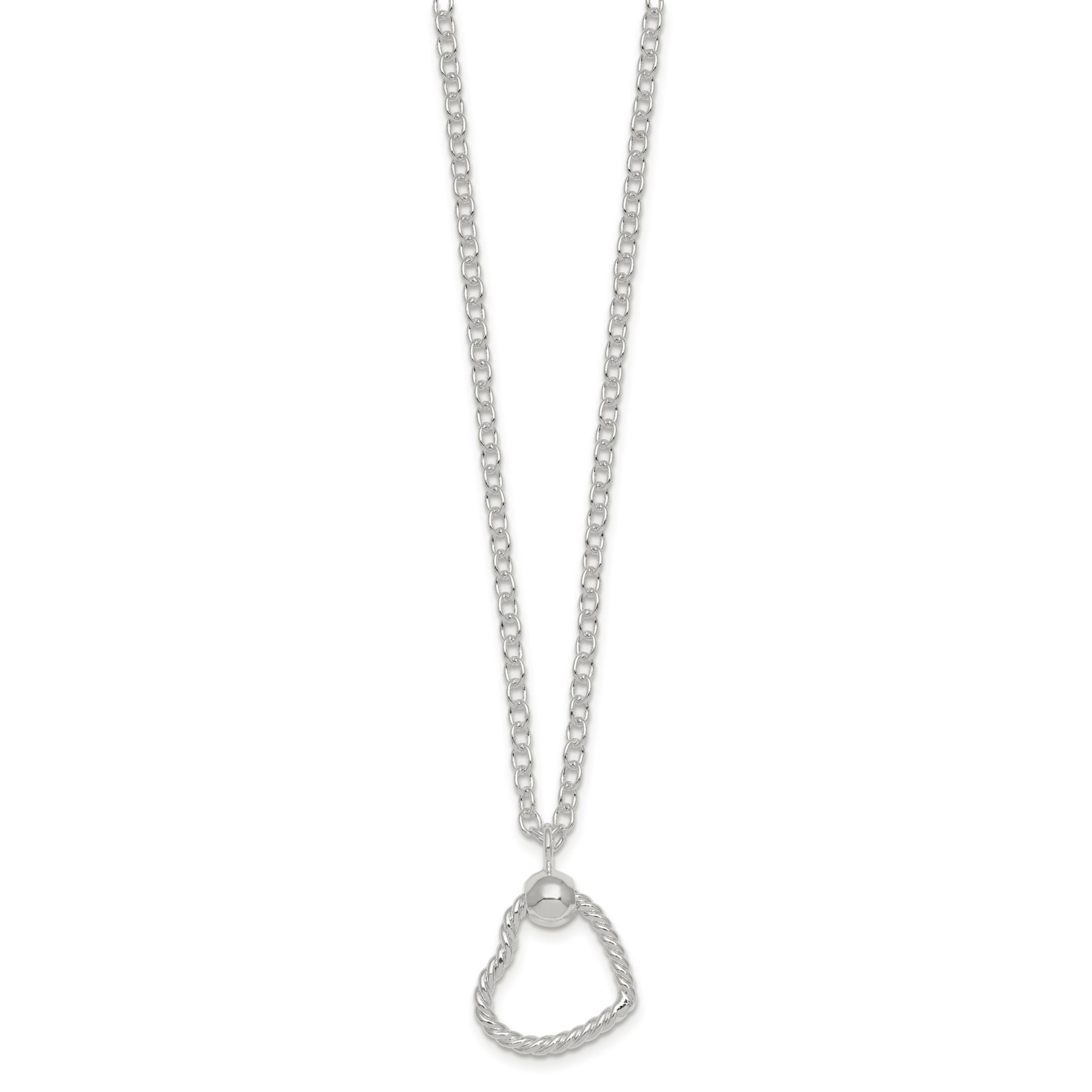 Sterling Silver Polished and Twisted Heart 18-inch Necklace