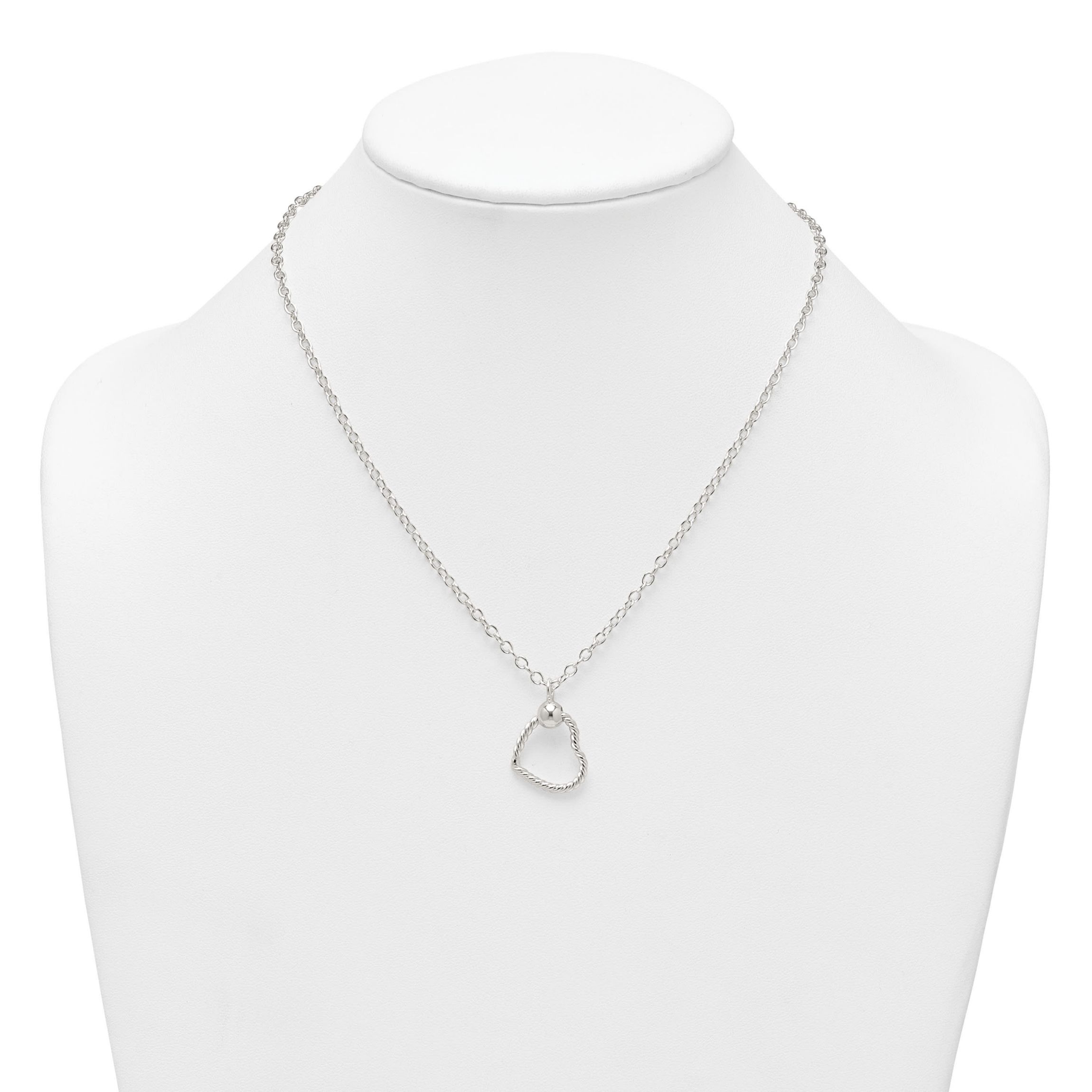 Sterling Silver Polished and Twisted Heart 18-inch Necklace