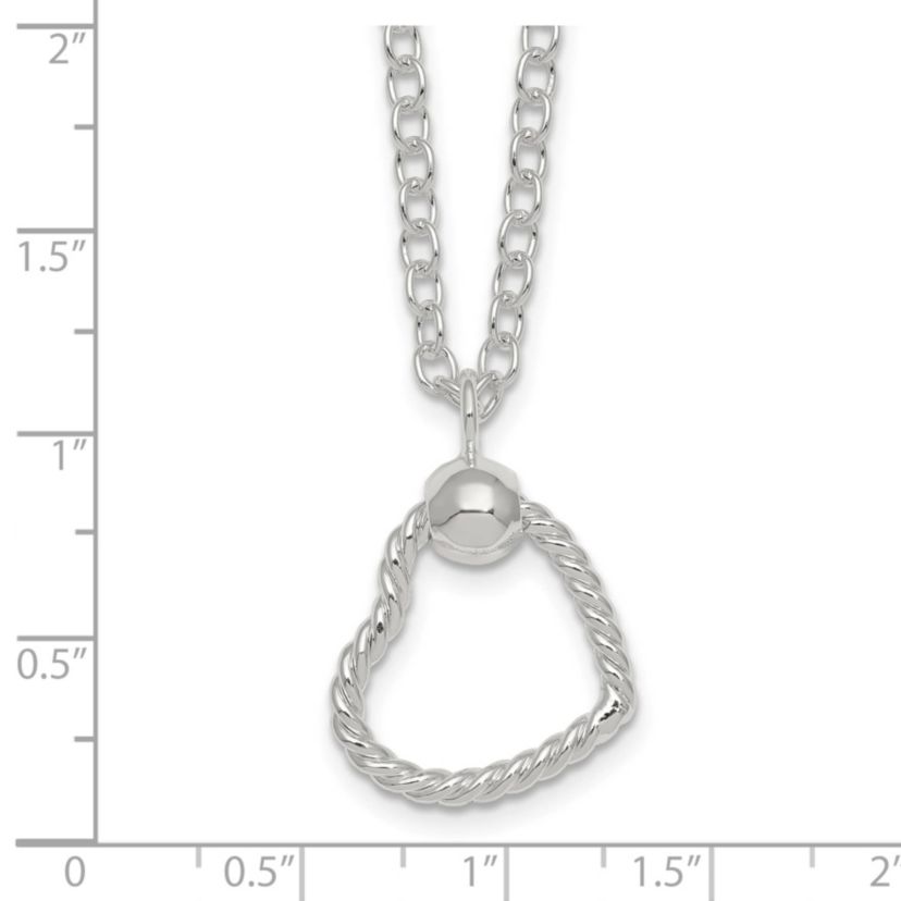 Sterling Silver Polished and Twisted Heart 18-inch Necklace