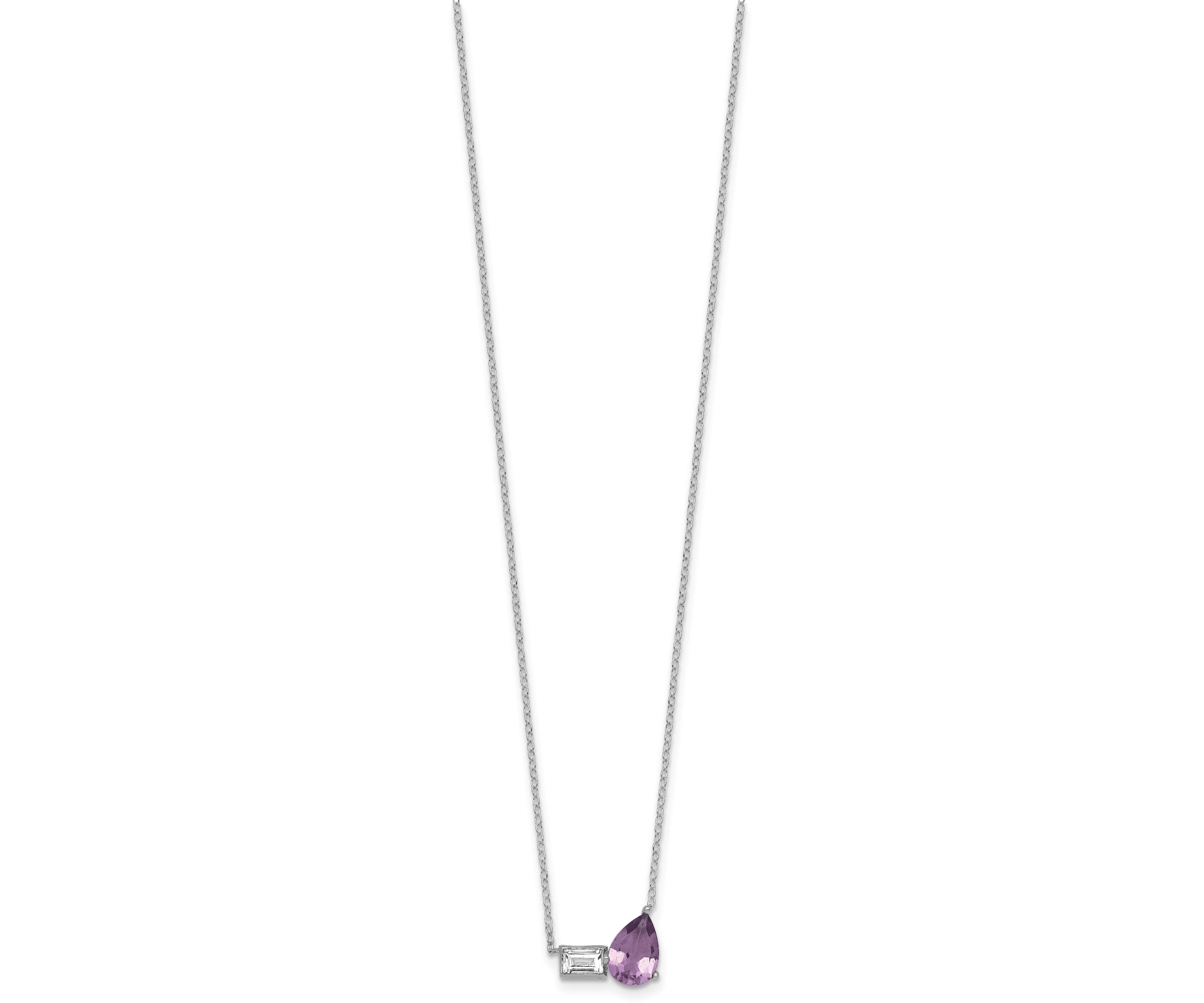 1.05 ct. t.w. Amethyst and 1/3 ct. t.w. White Topaz 16-inch with 2-inch Extension Necklace in Rhodium-plated Sterling Silver