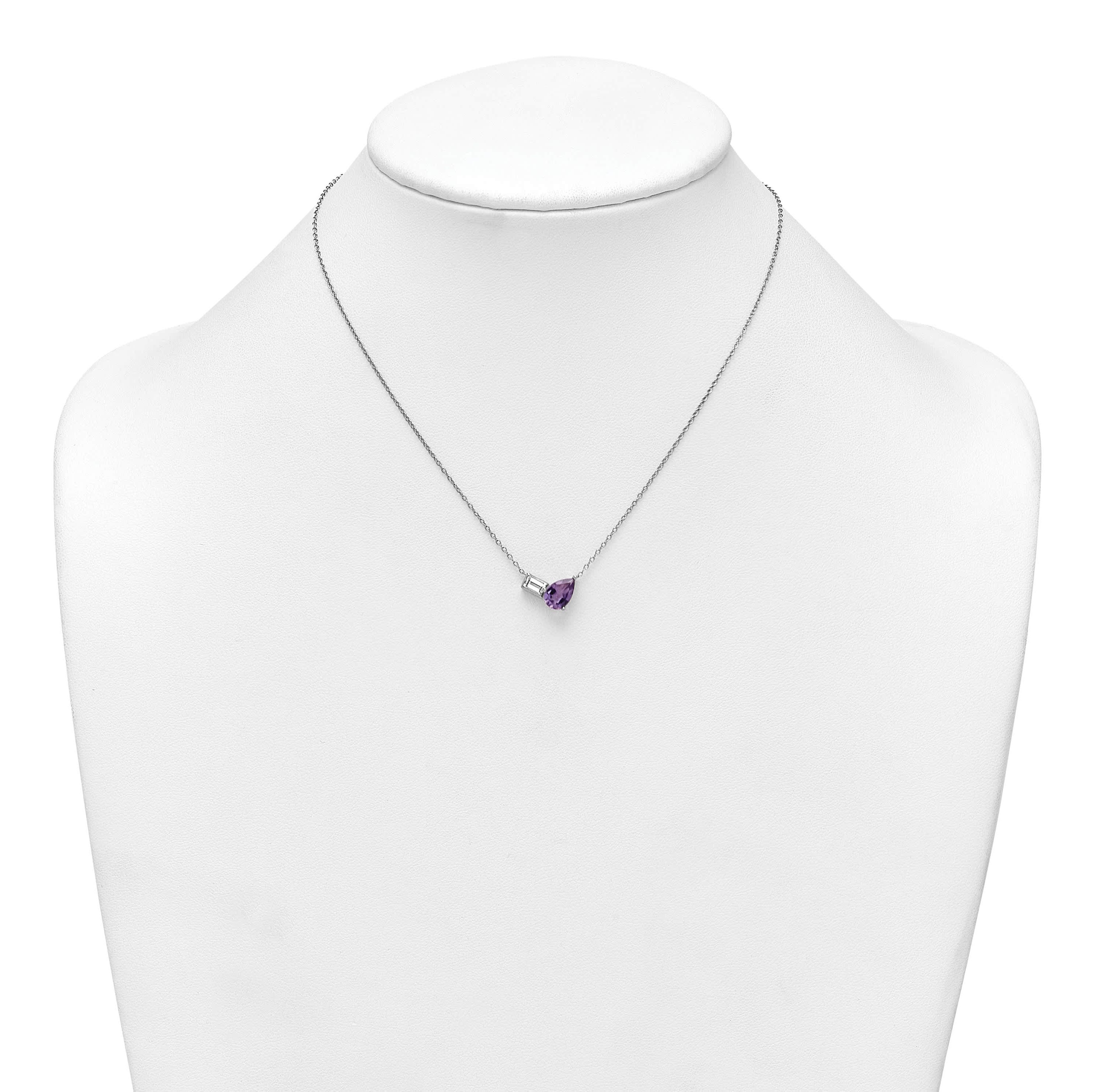 1.05 ct. t.w. Amethyst and 1/3 ct. t.w. White Topaz 16-inch with 2-inch Extension Necklace in Rhodium-plated Sterling Silver
