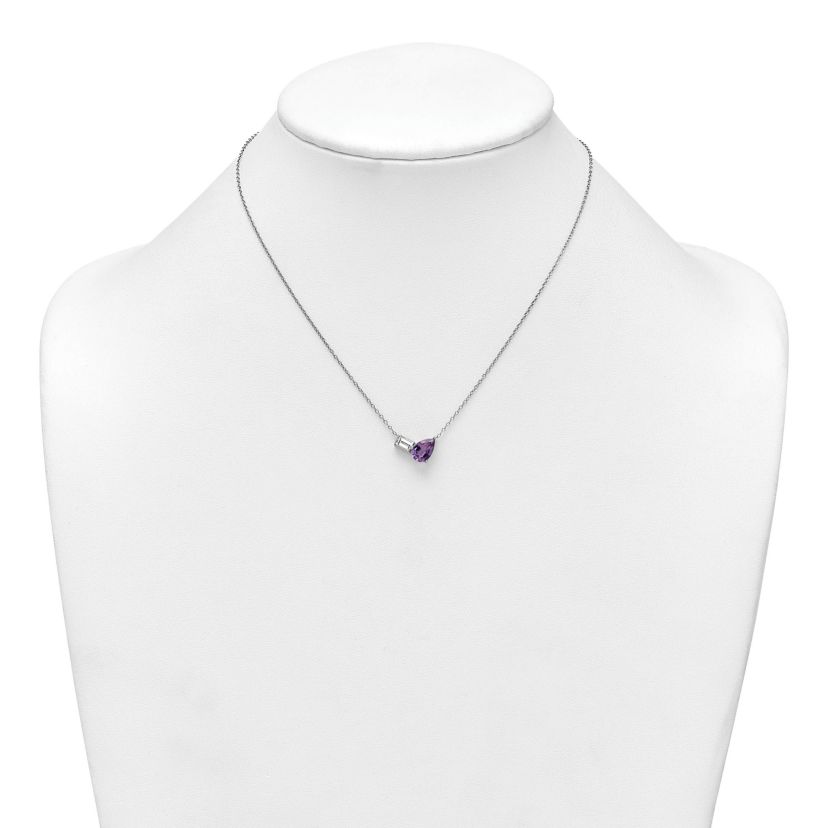 1.05 ct. t.w. Amethyst and 1/3 ct. t.w. White Topaz 16-inch with 2-inch Extension Necklace in Rhodium-plated Sterling Silver