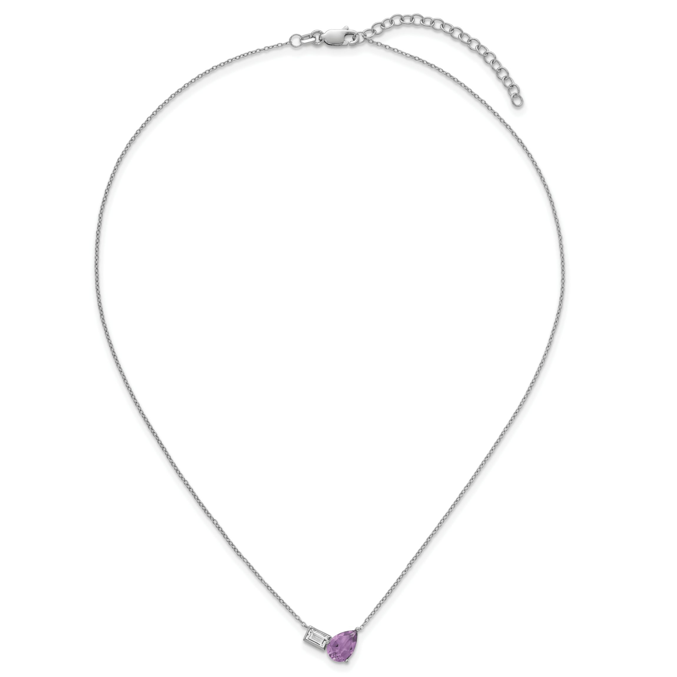 1.05 ct. t.w. Amethyst and 1/3 ct. t.w. White Topaz 16-inch with 2-inch Extension Necklace in Rhodium-plated Sterling Silver