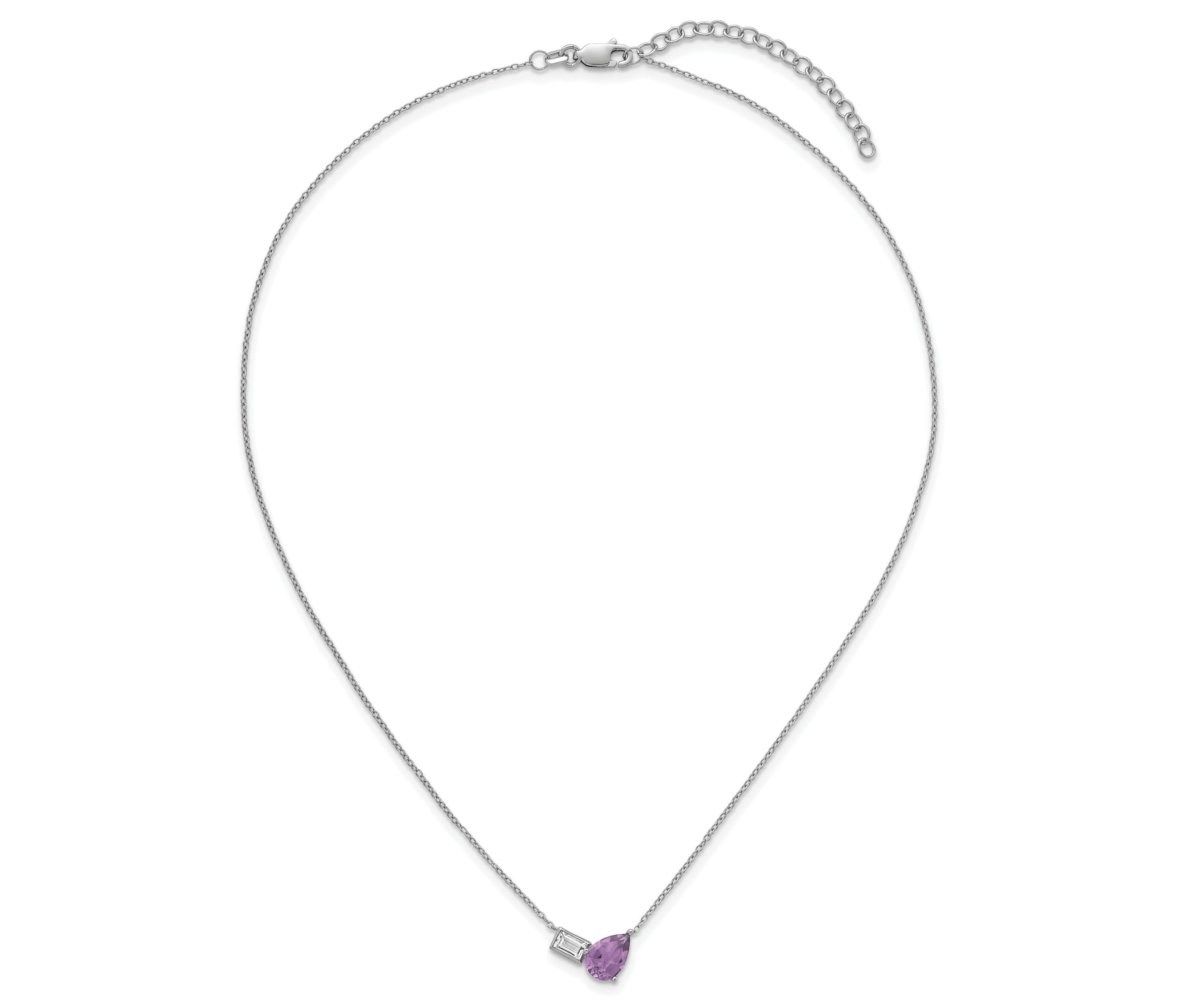 1.05 ct. t.w. Amethyst and 1/3 ct. t.w. White Topaz 16-inch with 2-inch Extension Necklace in Rhodium-plated Sterling Silver