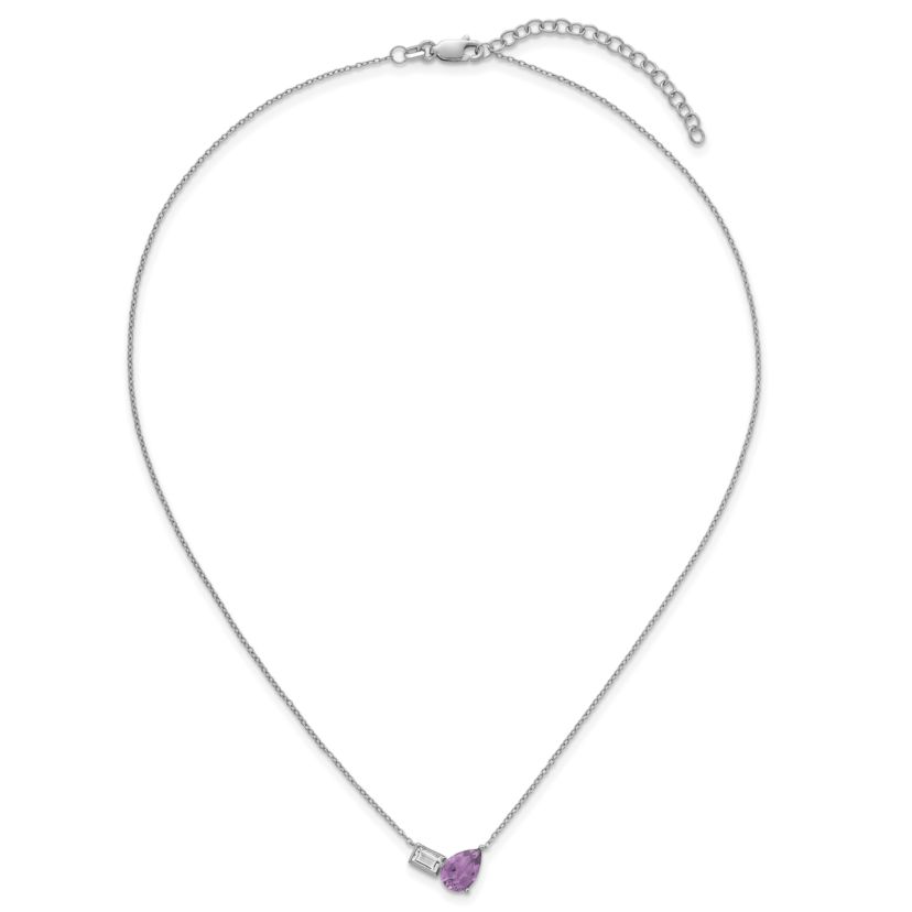 1.05 ct. t.w. Amethyst and 1/3 ct. t.w. White Topaz 16-inch with 2-inch Extension Necklace in Rhodium-plated Sterling Silver
