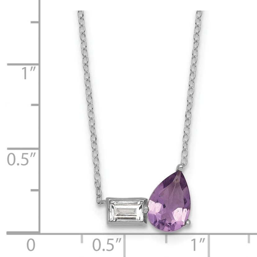 1.05 ct. t.w. Amethyst and 1/3 ct. t.w. White Topaz 16-inch with 2-inch Extension Necklace in Rhodium-plated Sterling Silver