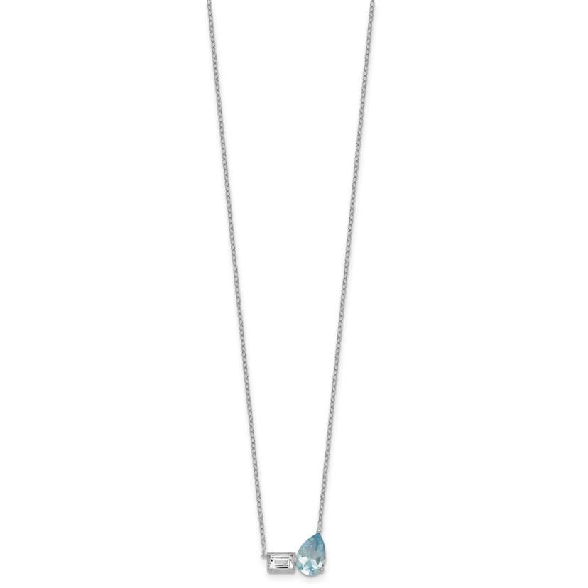 1.56 ct. t.w. Blue Topaz and 1/3 ct. t.w. White Topaz 16-inch with 2-inch Extension Necklace in Rhodium-plated Sterling Silver