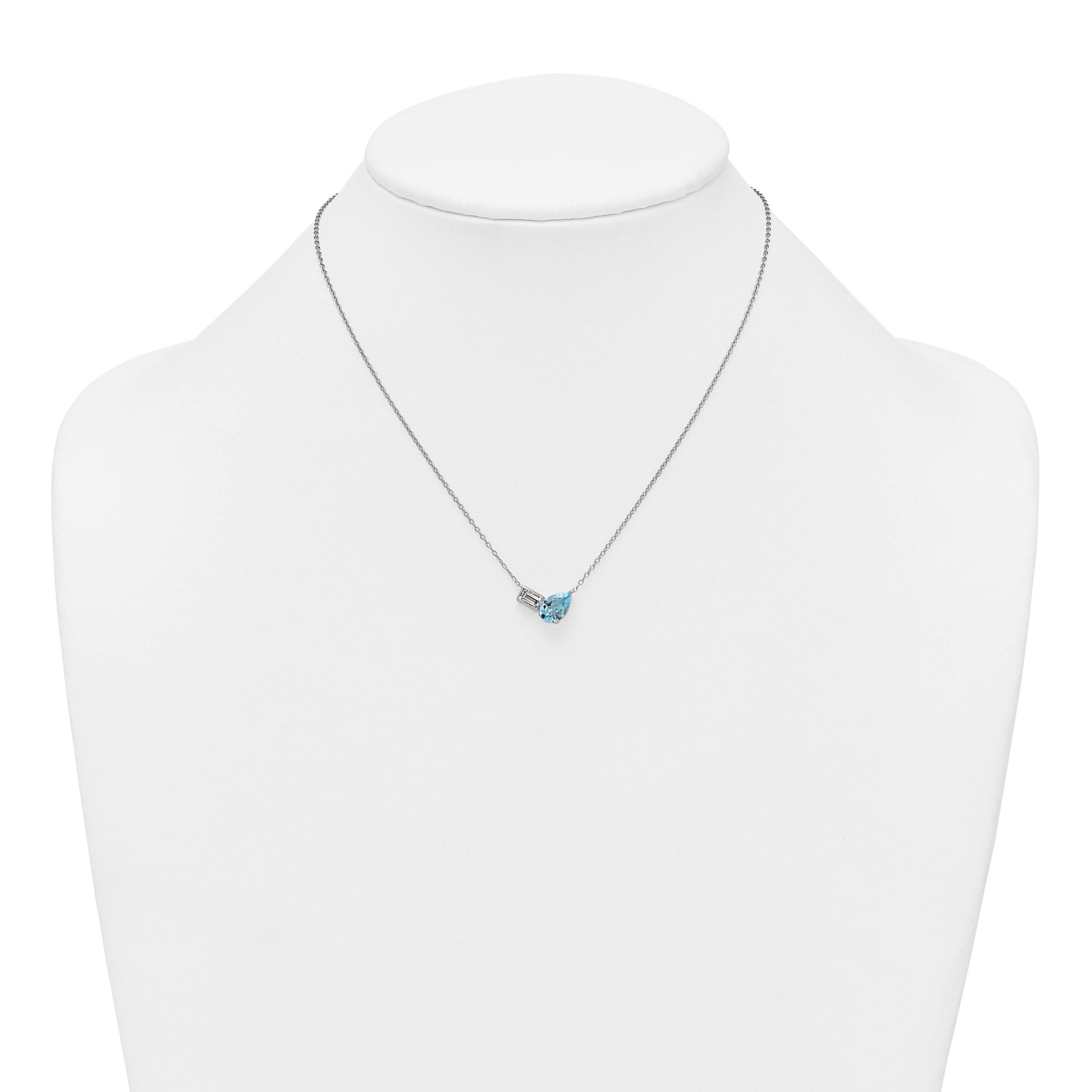 1.56 ct. t.w. Blue Topaz and 1/3 ct. t.w. White Topaz 16-inch with 2-inch Extension Necklace in Rhodium-plated Sterling Silver