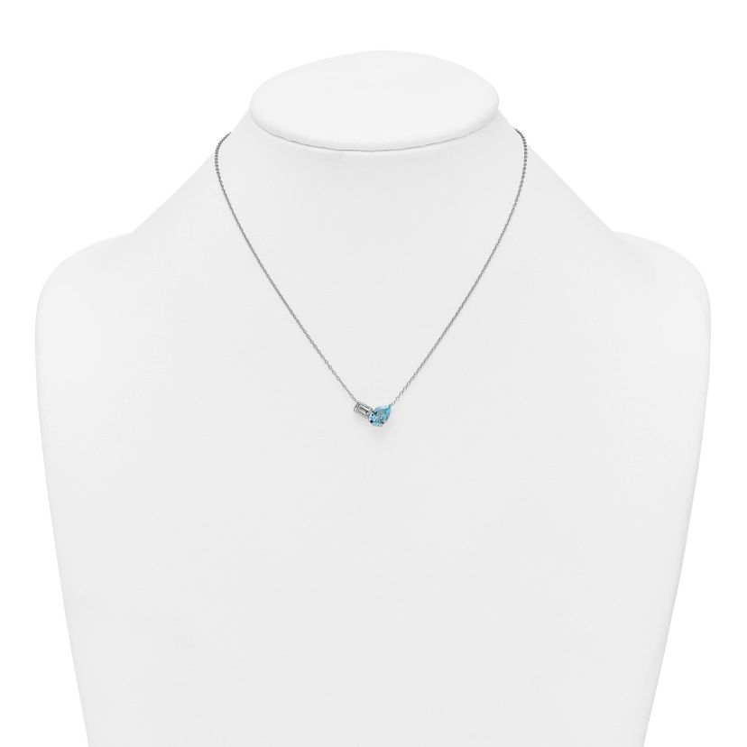 1.56 ct. t.w. Blue Topaz and 1/3 ct. t.w. White Topaz 16-inch with 2-inch Extension Necklace in Rhodium-plated Sterling Silver