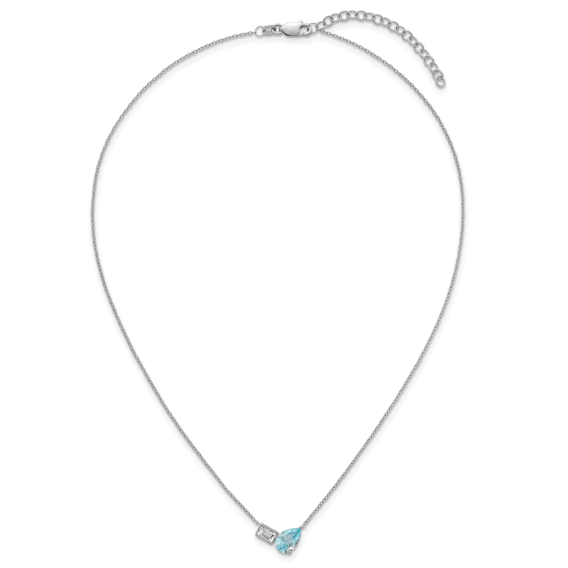 1.56 ct. t.w. Blue Topaz and 1/3 ct. t.w. White Topaz 16-inch with 2-inch Extension Necklace in Rhodium-plated Sterling Silver
