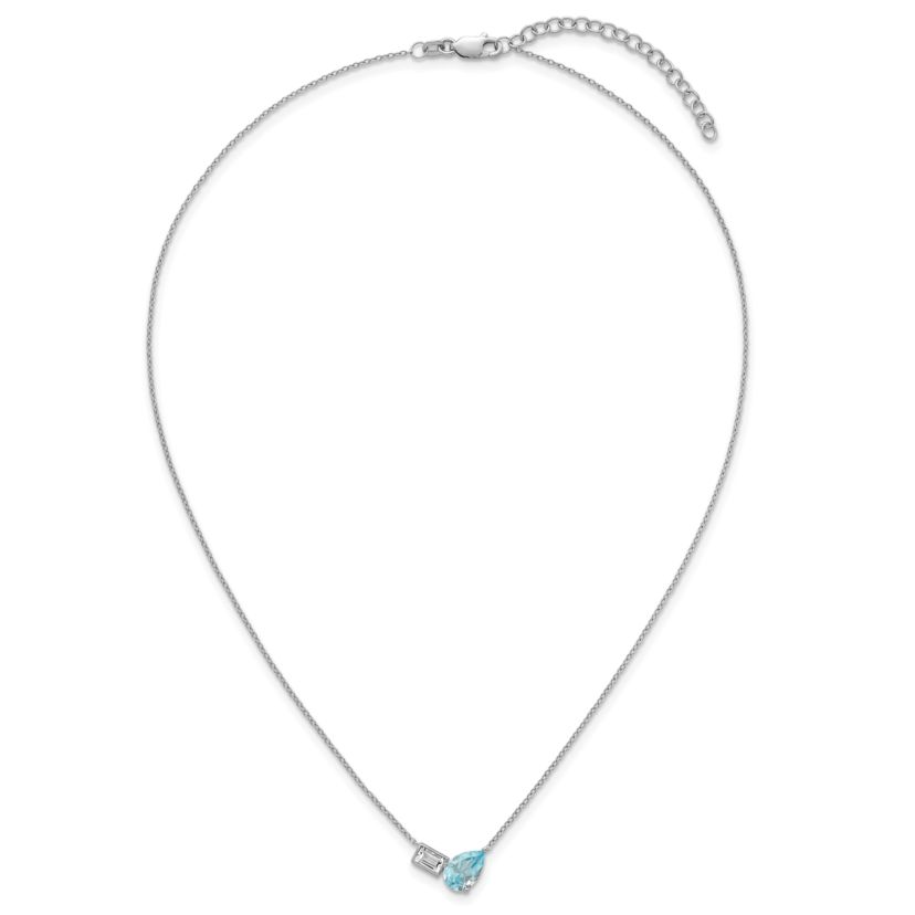 1.56 ct. t.w. Blue Topaz and 1/3 ct. t.w. White Topaz 16-inch with 2-inch Extension Necklace in Rhodium-plated Sterling Silver