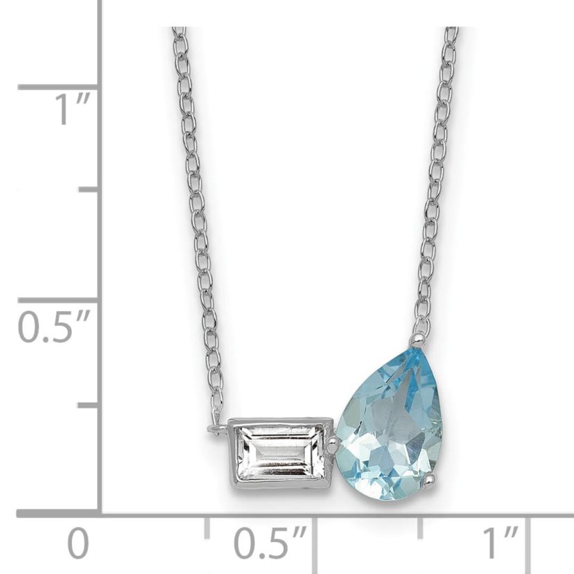 1.56 ct. t.w. Blue Topaz and 1/3 ct. t.w. White Topaz 16-inch with 2-inch Extension Necklace in Rhodium-plated Sterling Silver