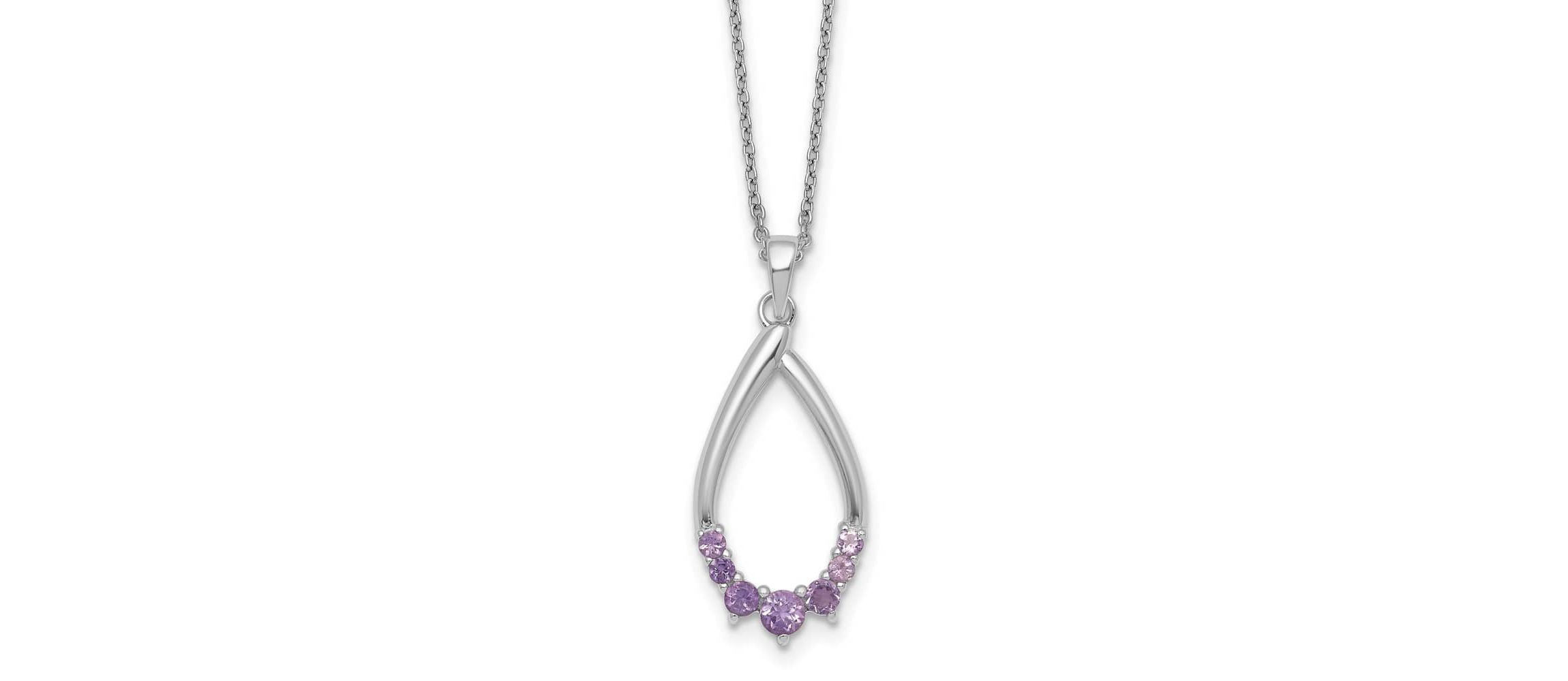 3/8 ct. t.w. Amethyst Teardrop 16-inch with 2-inch Extension Necklace in Rhodium-plated Sterling Silver