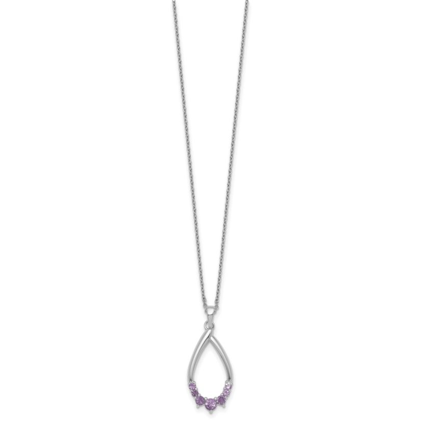 3/8 ct. t.w. Amethyst Teardrop 16-inch with 2-inch Extension Necklace in Rhodium-plated Sterling Silver