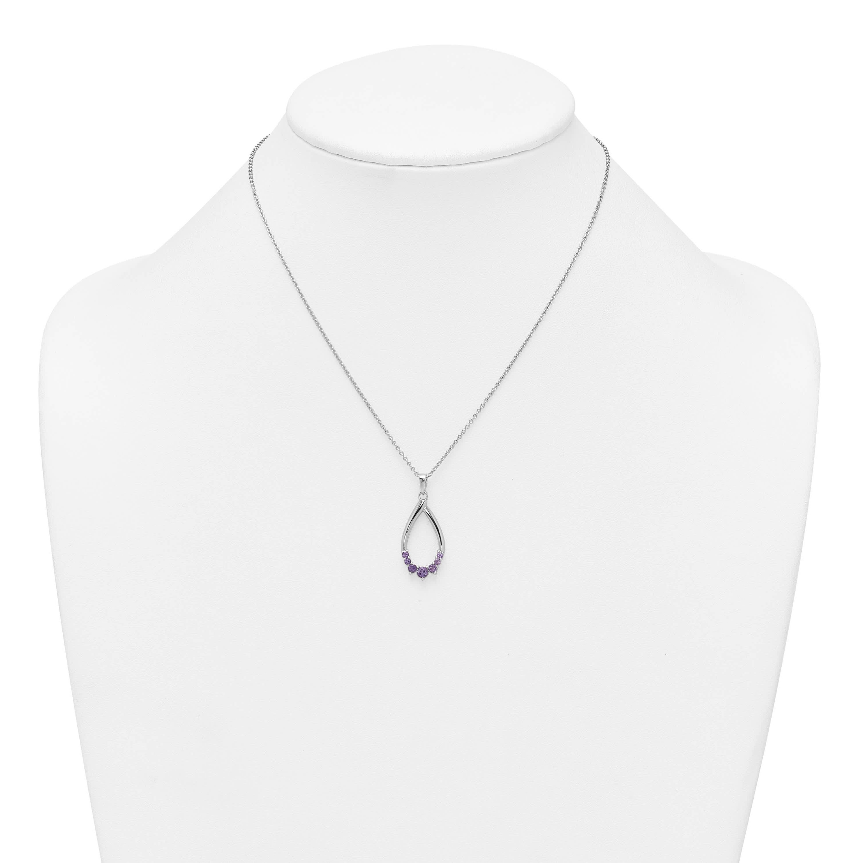 3/8 ct. t.w. Amethyst Teardrop 16-inch with 2-inch Extension Necklace in Rhodium-plated Sterling Silver