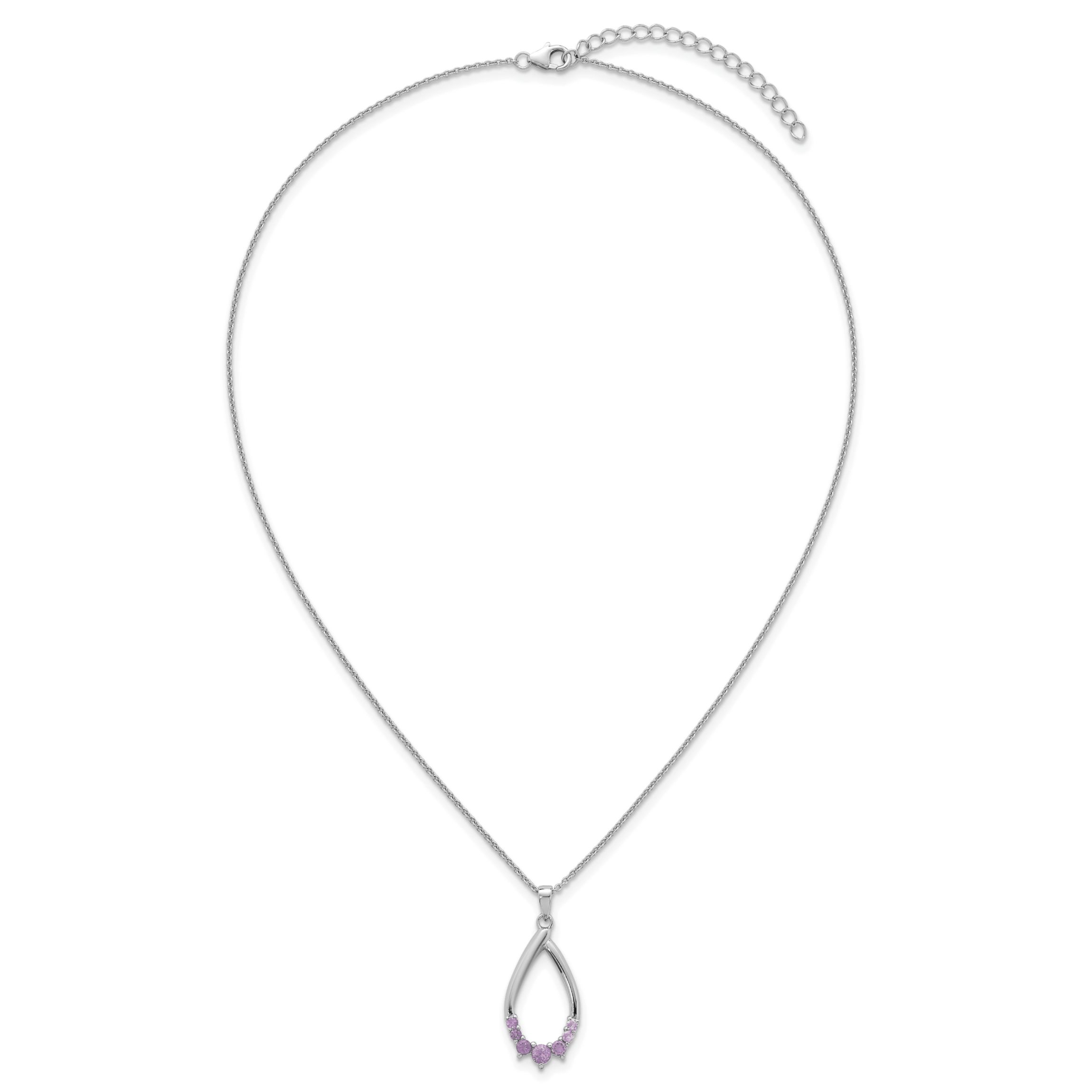 3/8 ct. t.w. Amethyst Teardrop 16-inch with 2-inch Extension Necklace in Rhodium-plated Sterling Silver