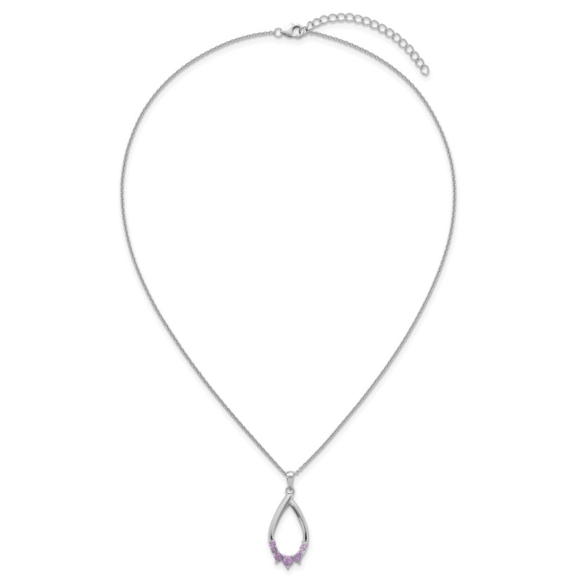 3/8 ct. t.w. Amethyst Teardrop 16-inch with 2-inch Extension Necklace in Rhodium-plated Sterling Silver