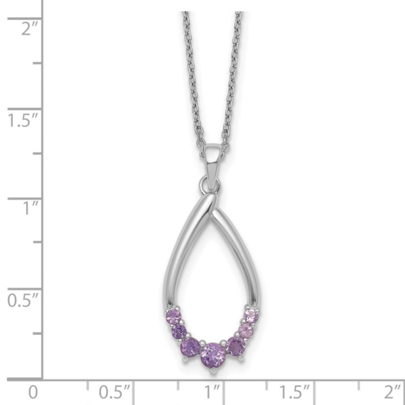 3/8 ct. t.w. Amethyst Teardrop 16-inch with 2-inch Extension Necklace in Rhodium-plated Sterling Silver