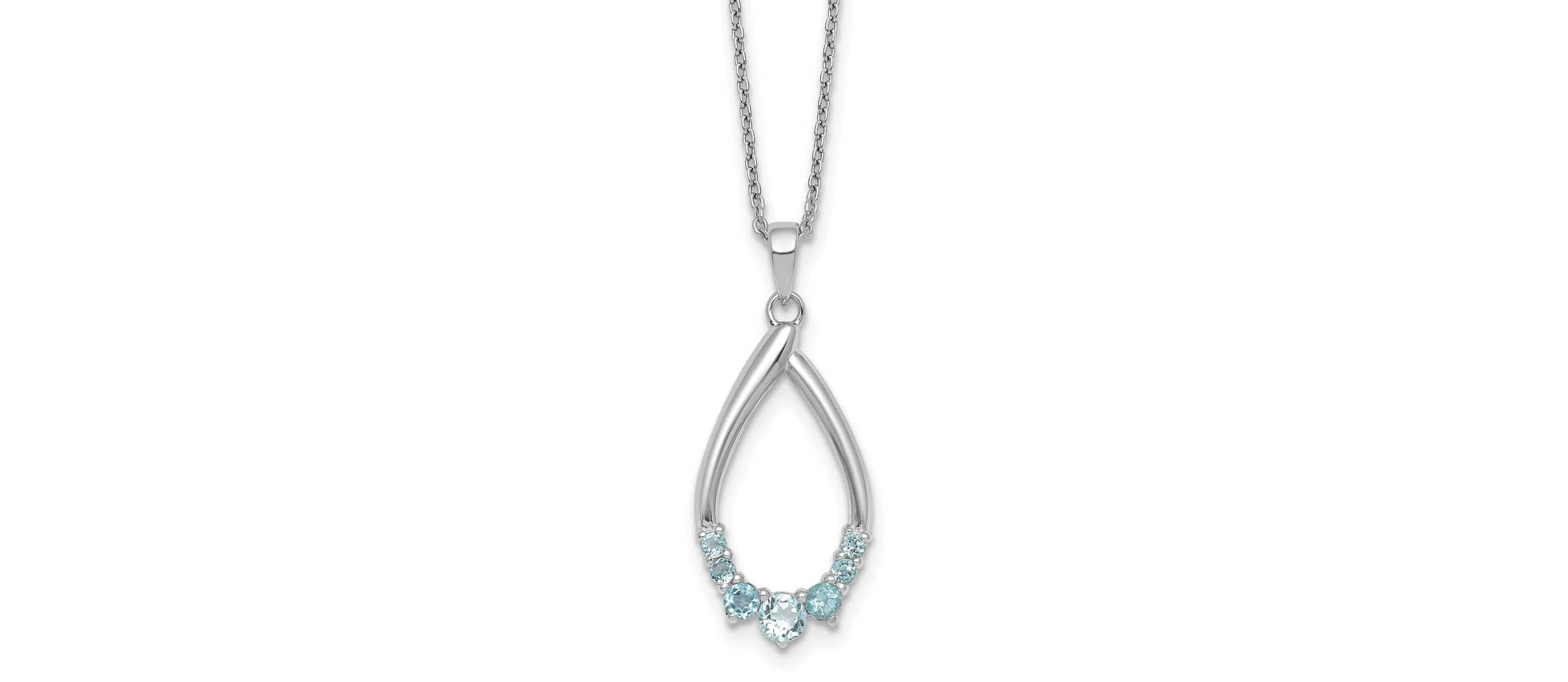 5/8 ct. t.w. Blue Topaz Teardrop 16-inch with 2-inch Extension Necklace in Rhodium-plated Sterling Silver