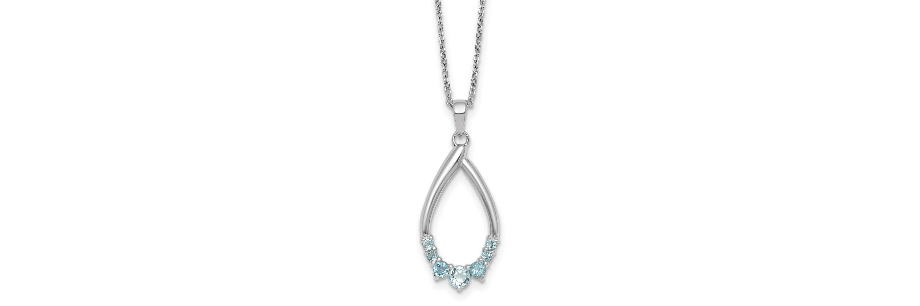 5/8 ct. t.w. Blue Topaz Teardrop 16-inch with 2-inch Extension Necklace in Rhodium-plated Sterling Silver