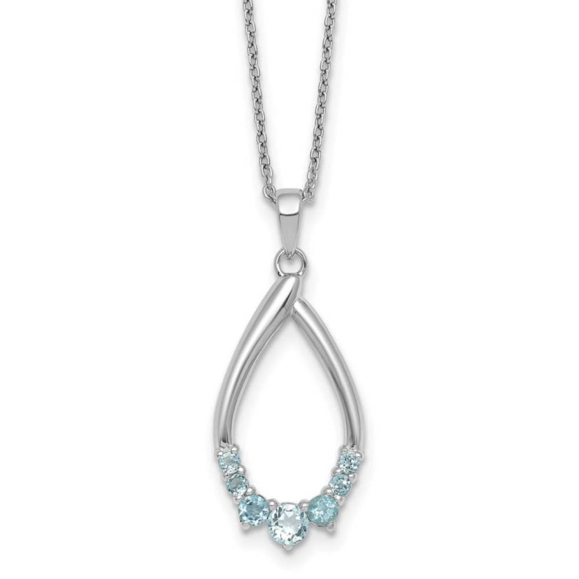 5/8 ct. t.w. Blue Topaz Teardrop 16-inch with 2-inch Extension Necklace in Rhodium-plated Sterling Silver