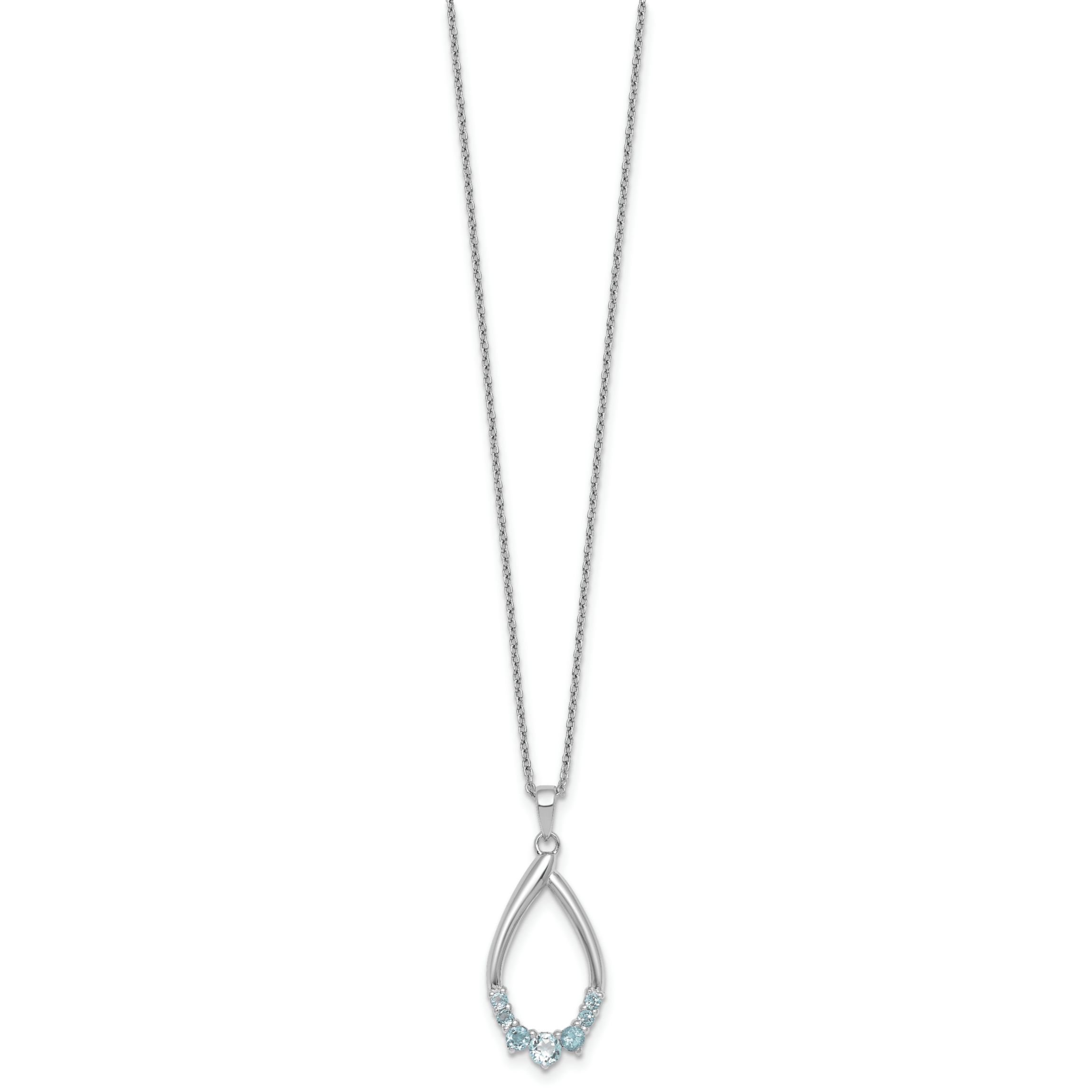 5/8 ct. t.w. Blue Topaz Teardrop 16-inch with 2-inch Extension Necklace in Rhodium-plated Sterling Silver