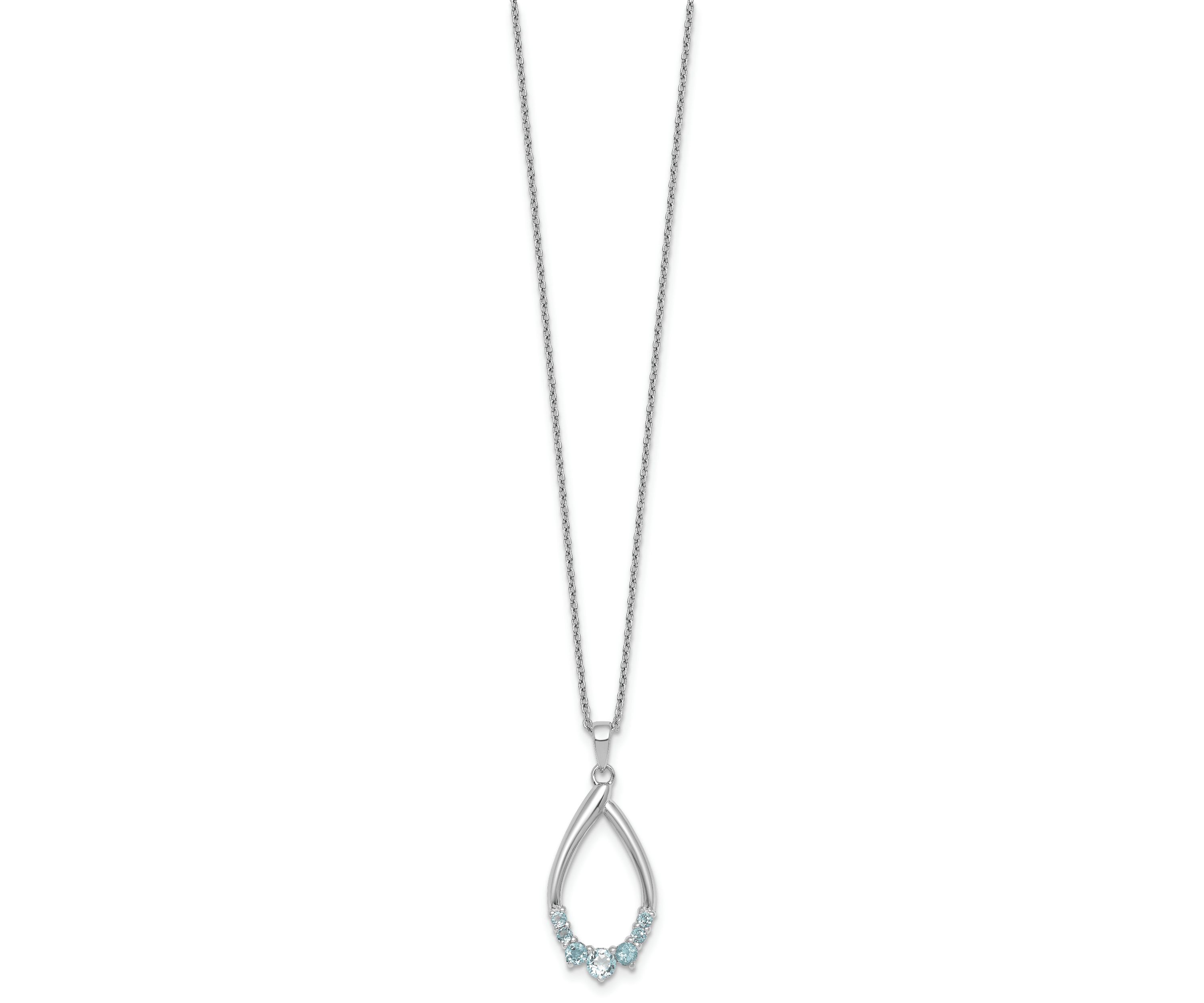 5/8 ct. t.w. Blue Topaz Teardrop 16-inch with 2-inch Extension Necklace in Rhodium-plated Sterling Silver