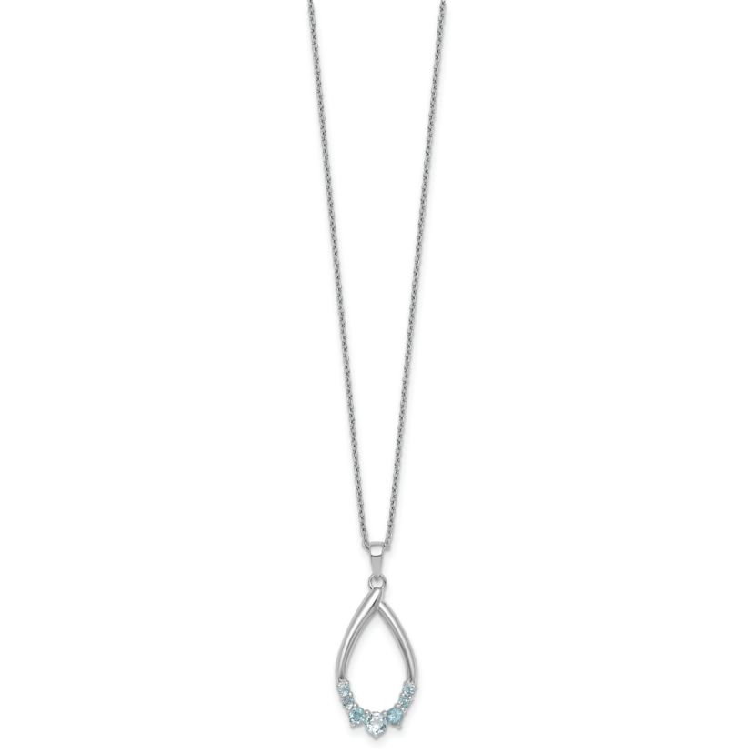 5/8 ct. t.w. Blue Topaz Teardrop 16-inch with 2-inch Extension Necklace in Rhodium-plated Sterling Silver