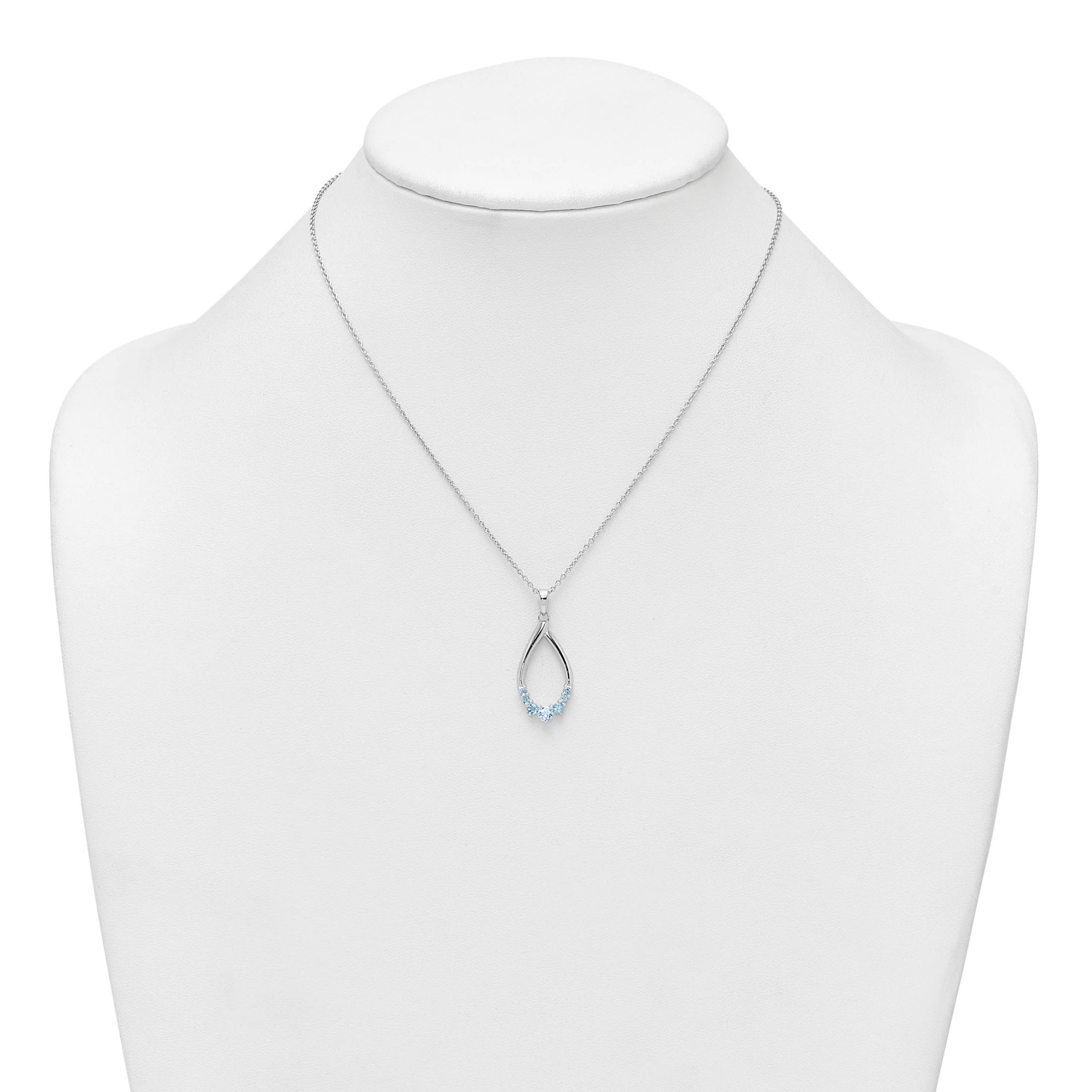 5/8 ct. t.w. Blue Topaz Teardrop 16-inch with 2-inch Extension Necklace in Rhodium-plated Sterling Silver