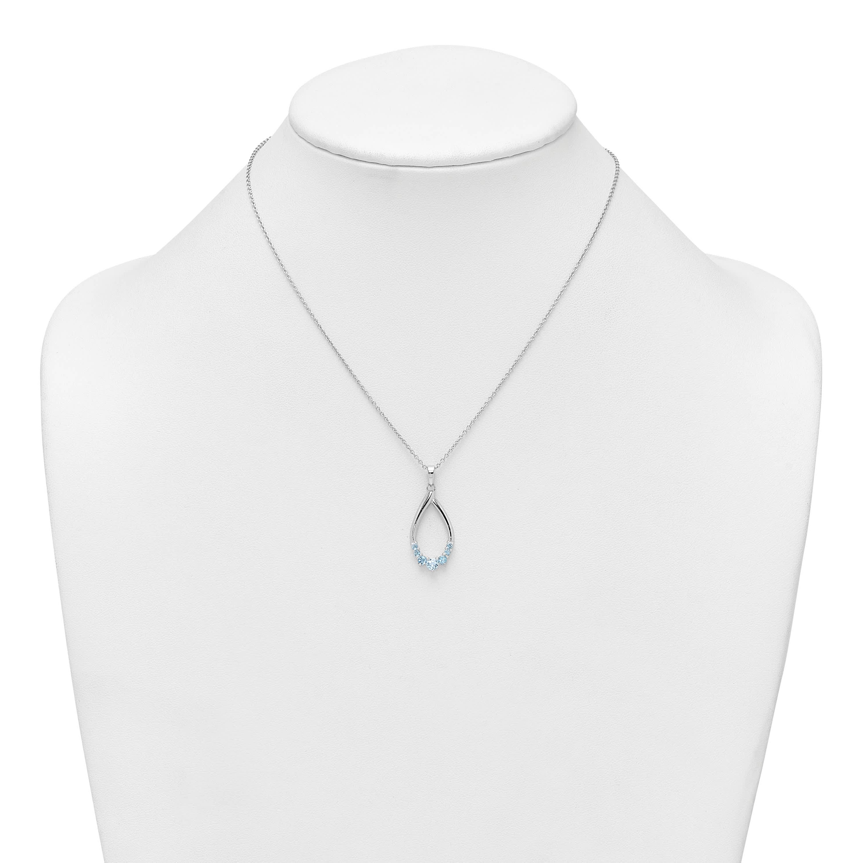 5/8 ct. t.w. Blue Topaz Teardrop 16-inch with 2-inch Extension Necklace in Rhodium-plated Sterling Silver