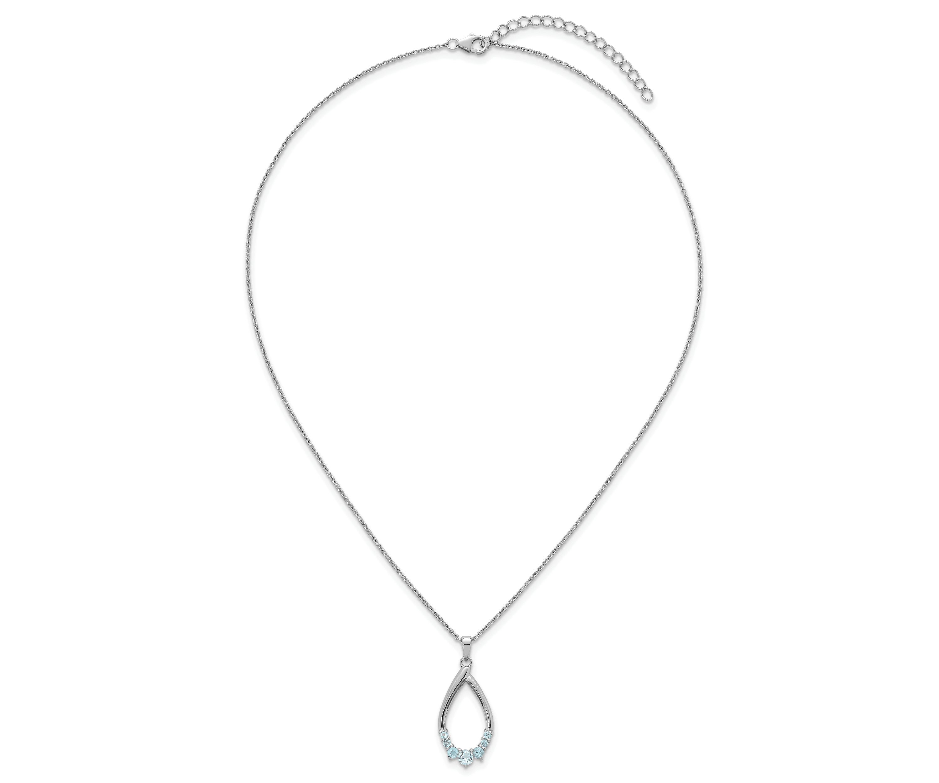 5/8 ct. t.w. Blue Topaz Teardrop 16-inch with 2-inch Extension Necklace in Rhodium-plated Sterling Silver