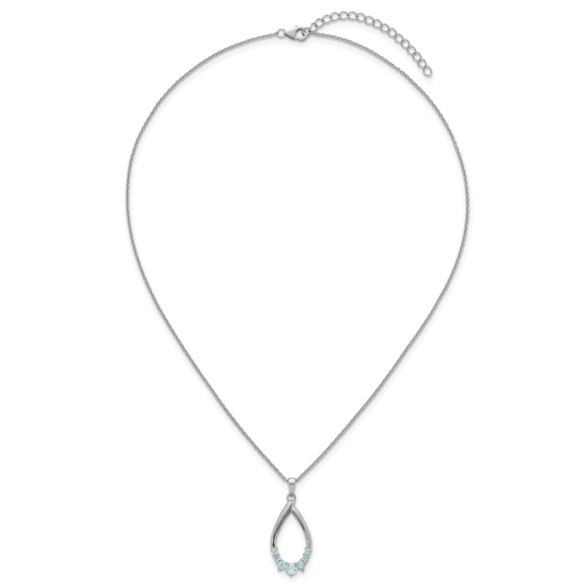 5/8 ct. t.w. Blue Topaz Teardrop 16-inch with 2-inch Extension Necklace in Rhodium-plated Sterling Silver