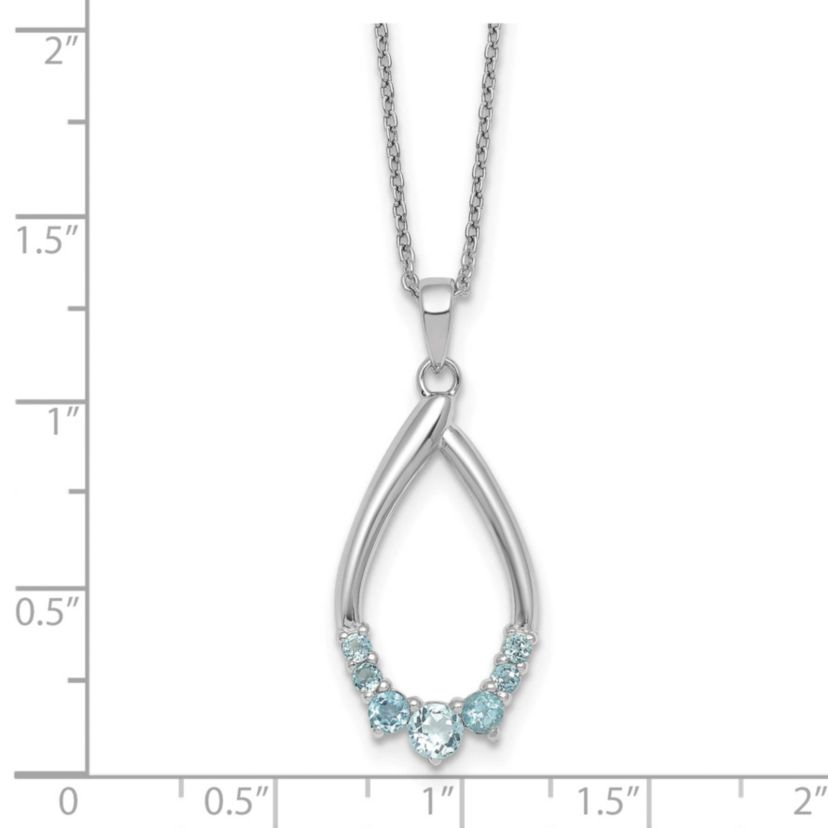5/8 ct. t.w. Blue Topaz Teardrop 16-inch with 2-inch Extension Necklace in Rhodium-plated Sterling Silver