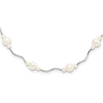 Belk & Co Sterling Silver Rhodium-plated White Freshwater Cultured Pearl with 2-inch Extension Necklace