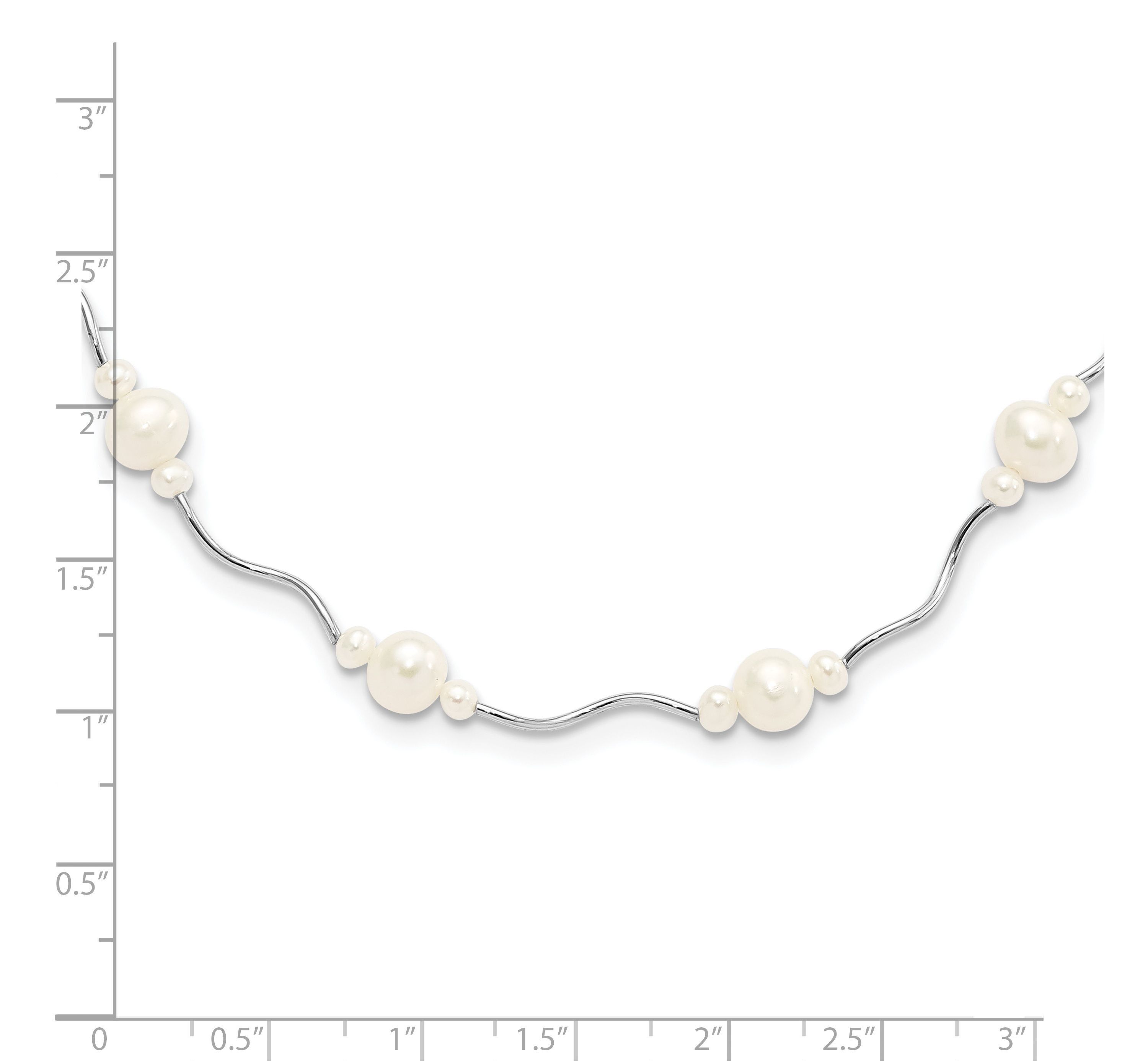 Sterling Silver Rhodium-plated White Freshwater Cultured Pearl with 2-inch Extension Necklace