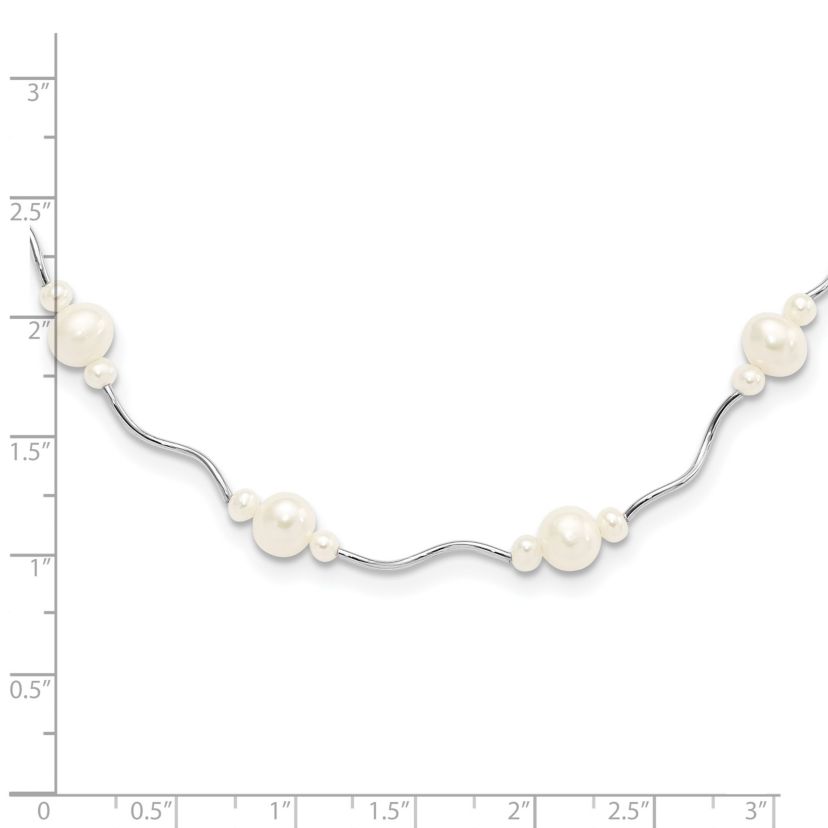 Sterling Silver Rhodium-plated White Freshwater Cultured Pearl with 2-inch Extension Necklace