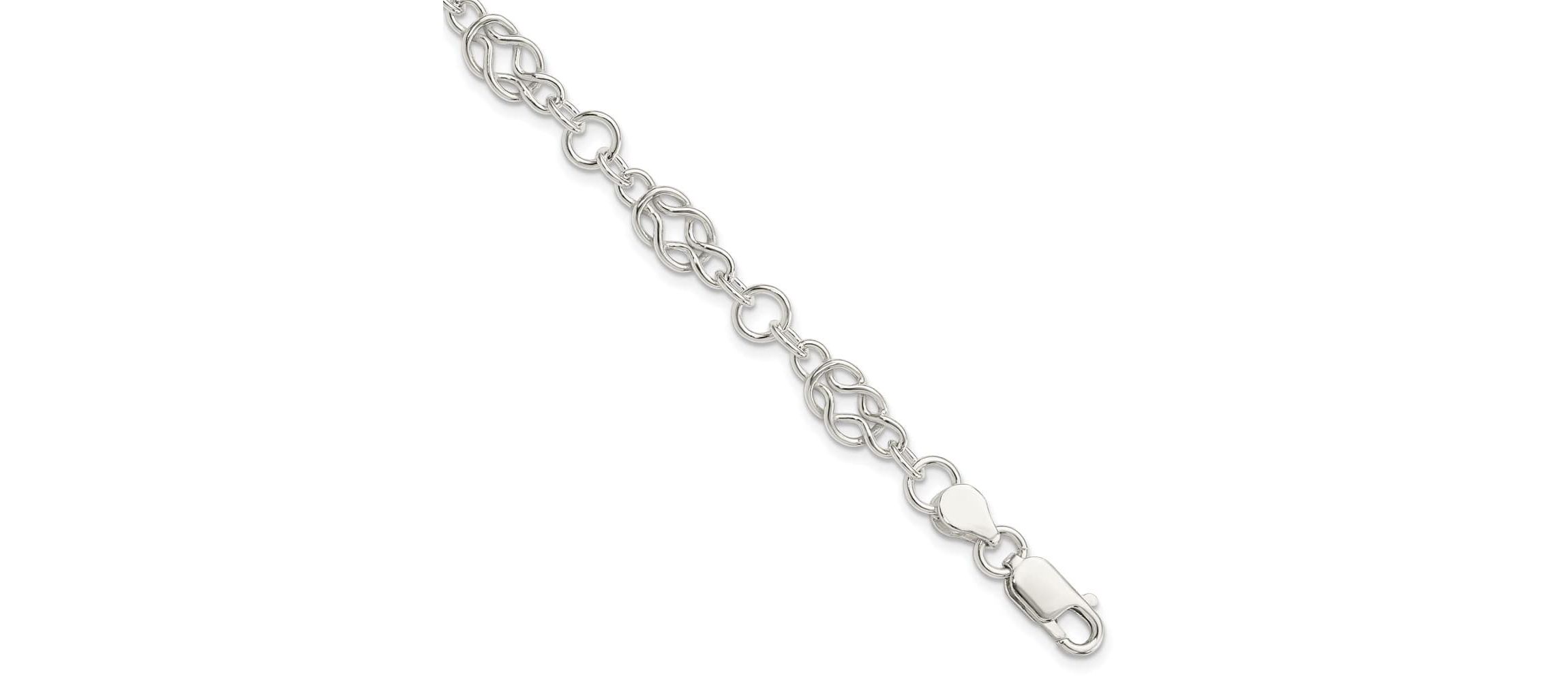 Sterling Silver 7.5-inch Polished Fancy Knot-Link Bracelet