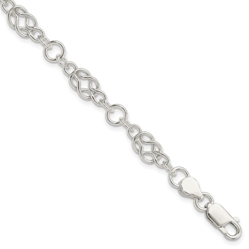 Sterling Silver 7.5-inch Polished Fancy Knot-Link Bracelet